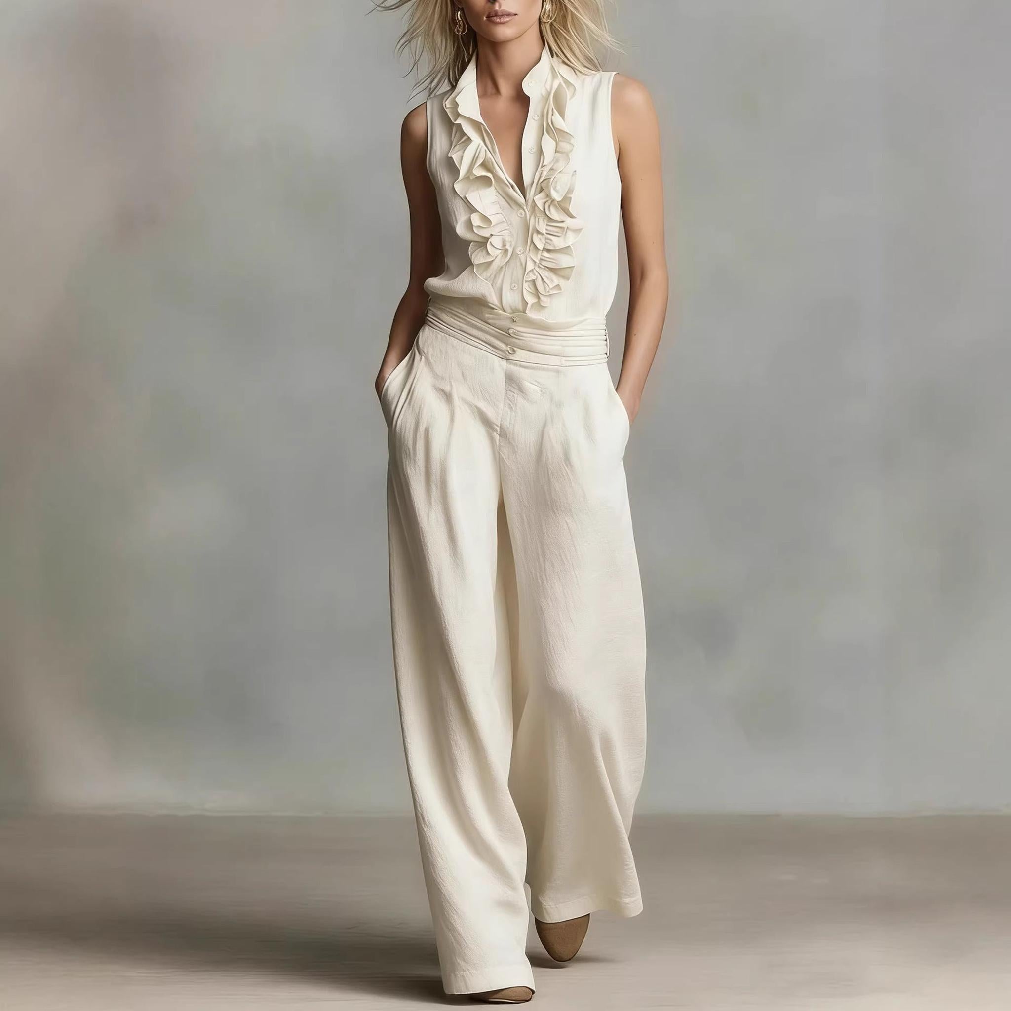 Horizon Essentials | Linen-Blend Sleeveless Shirt Set