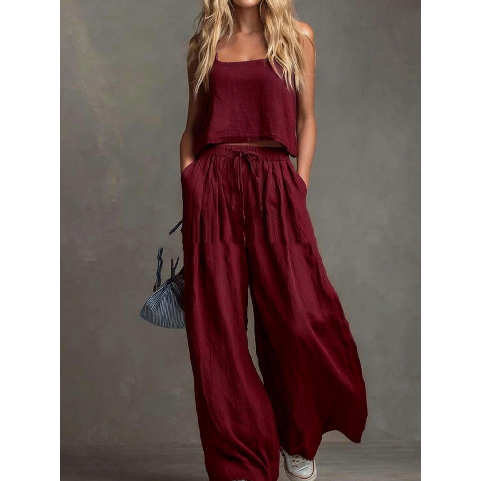 Horizon Essentials | Loose-Fitting Vest Wide-Leg Pants Set