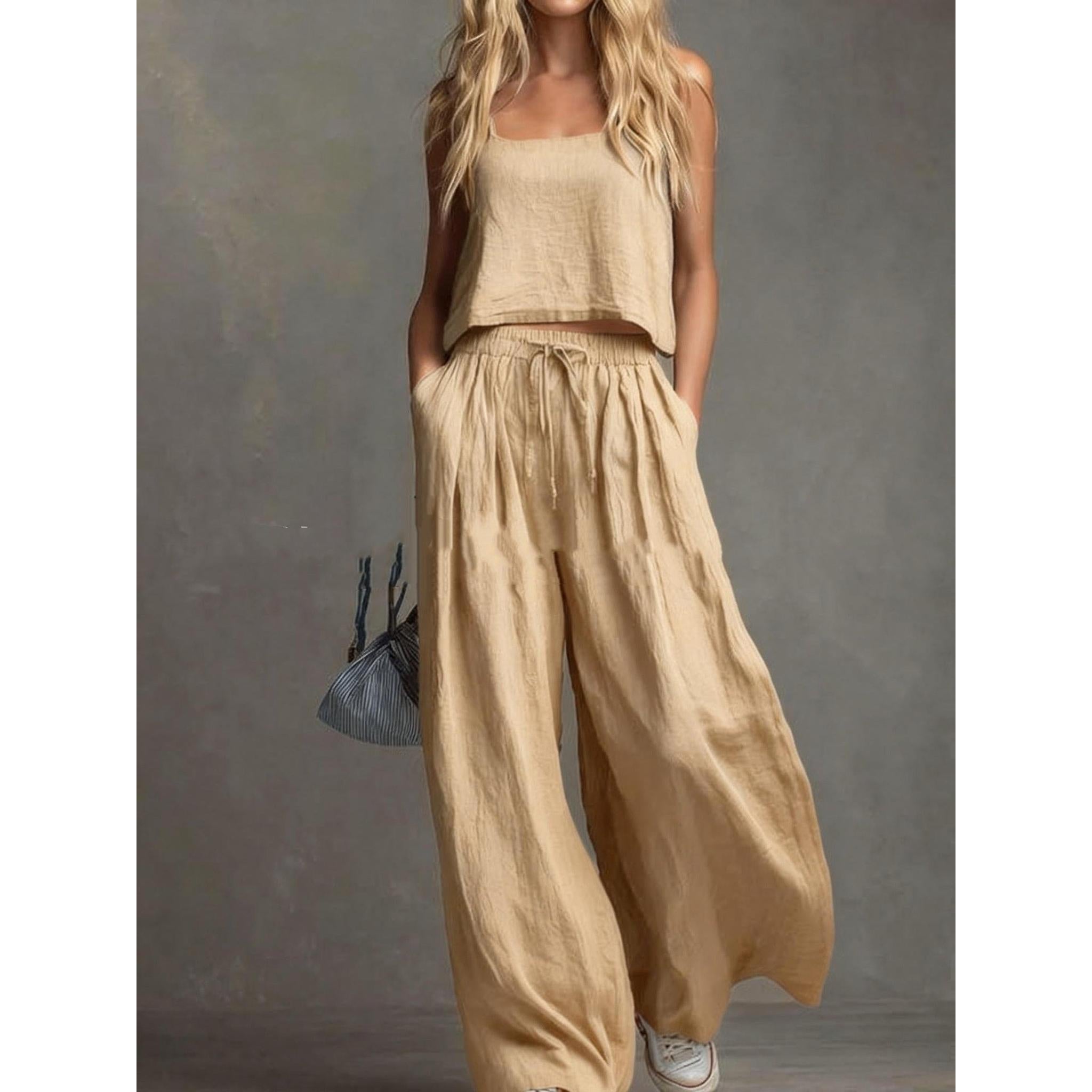 Horizon Essentials | Loose-Fitting Vest Wide-Leg Pants Set