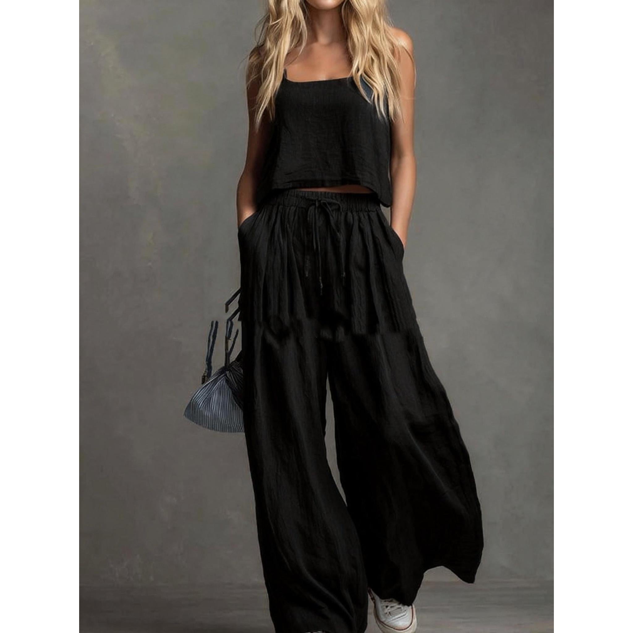 Horizon Essentials | Loose-Fitting Vest Wide-Leg Pants Set