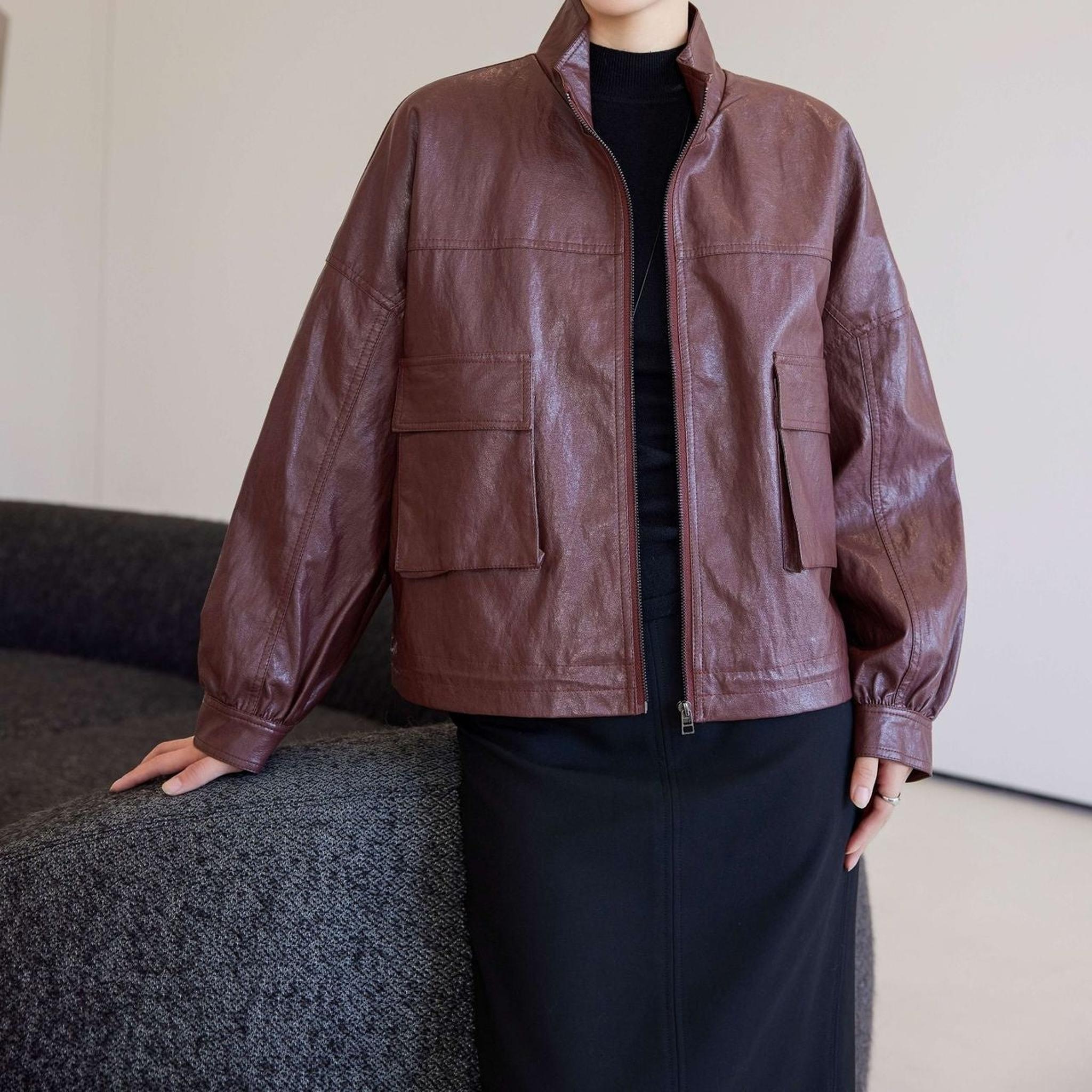 Horizon Essentials | Loose Premium Leather Short Coat