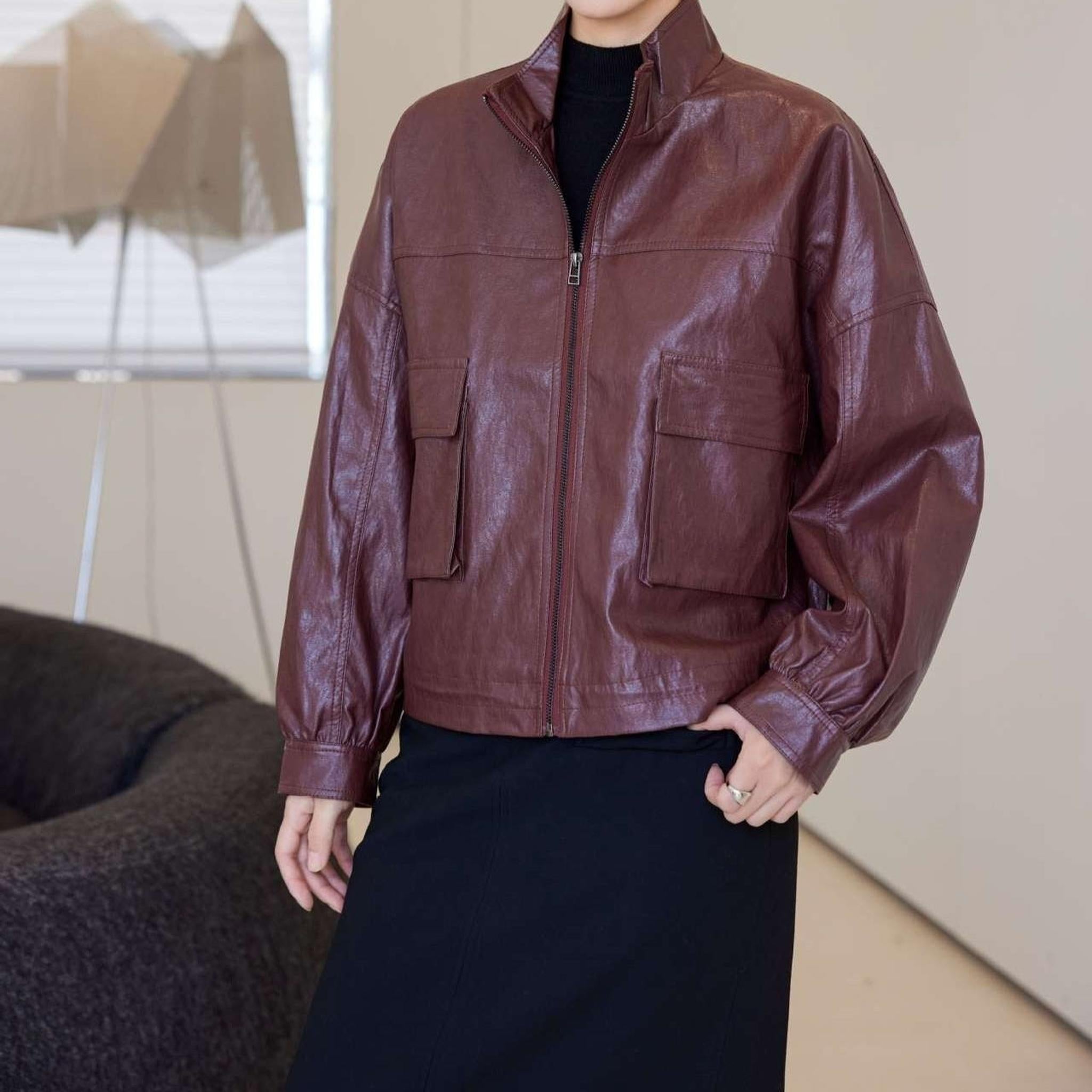 Horizon Essentials | Loose Premium Leather Short Coat