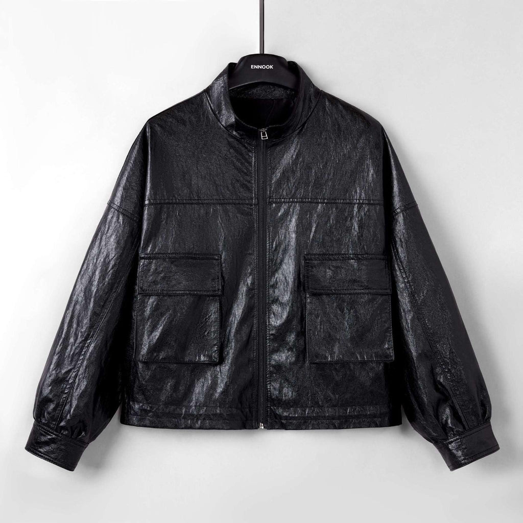 Horizon Essentials | Loose Premium Leather Short Coat