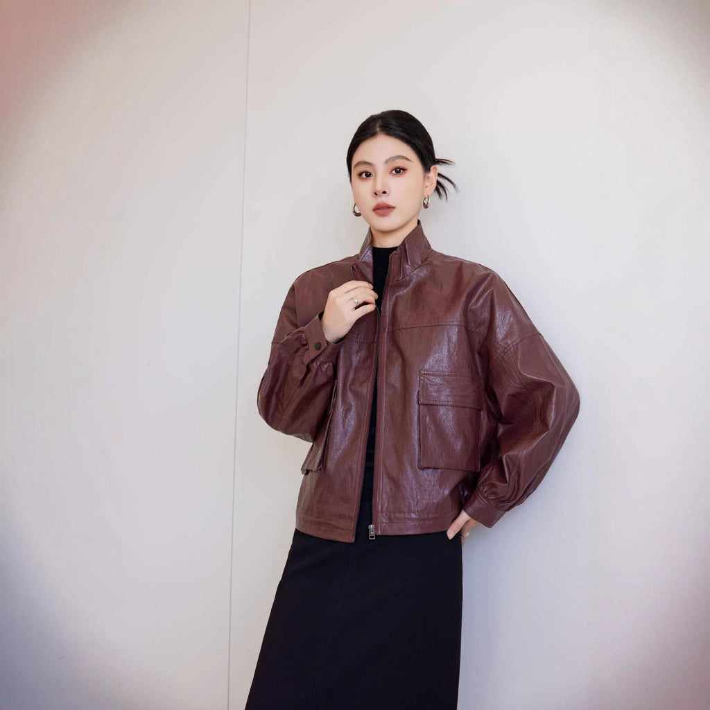 Horizon Essentials | Loose Premium Leather Short Coat