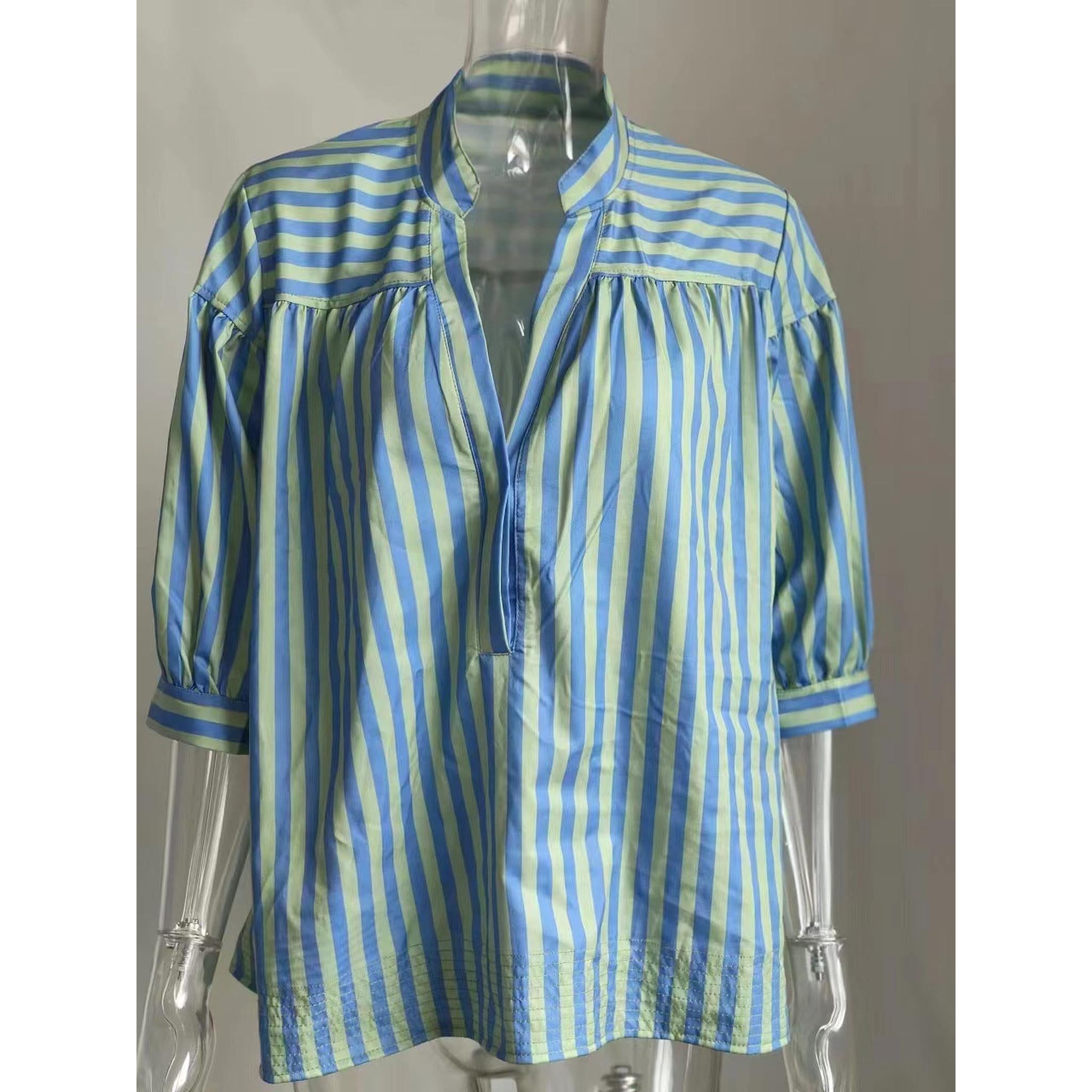 Horizon Essentials | Loose Striped Short Sleeve Shirt