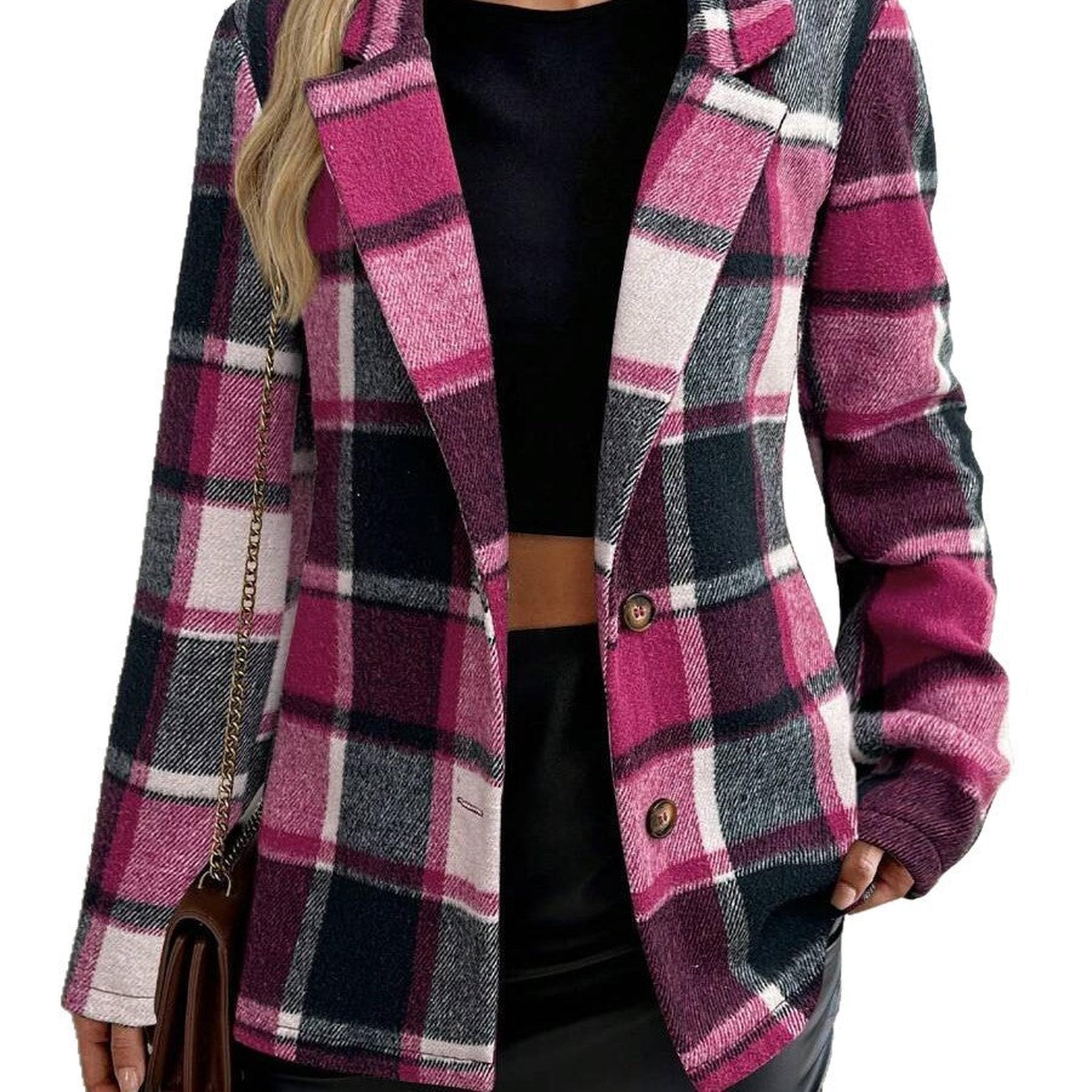 Horizon Essentials | Magenta Plaid Premium Loose Blazer