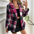 Horizon Essentials | Magenta Plaid Premium Loose Blazer