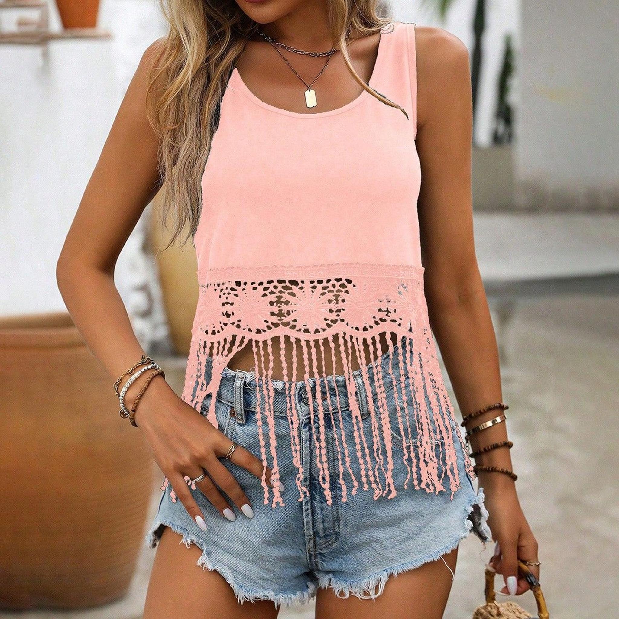 Horizon Essentials | Mesh Tassel Hollow Camisole Women