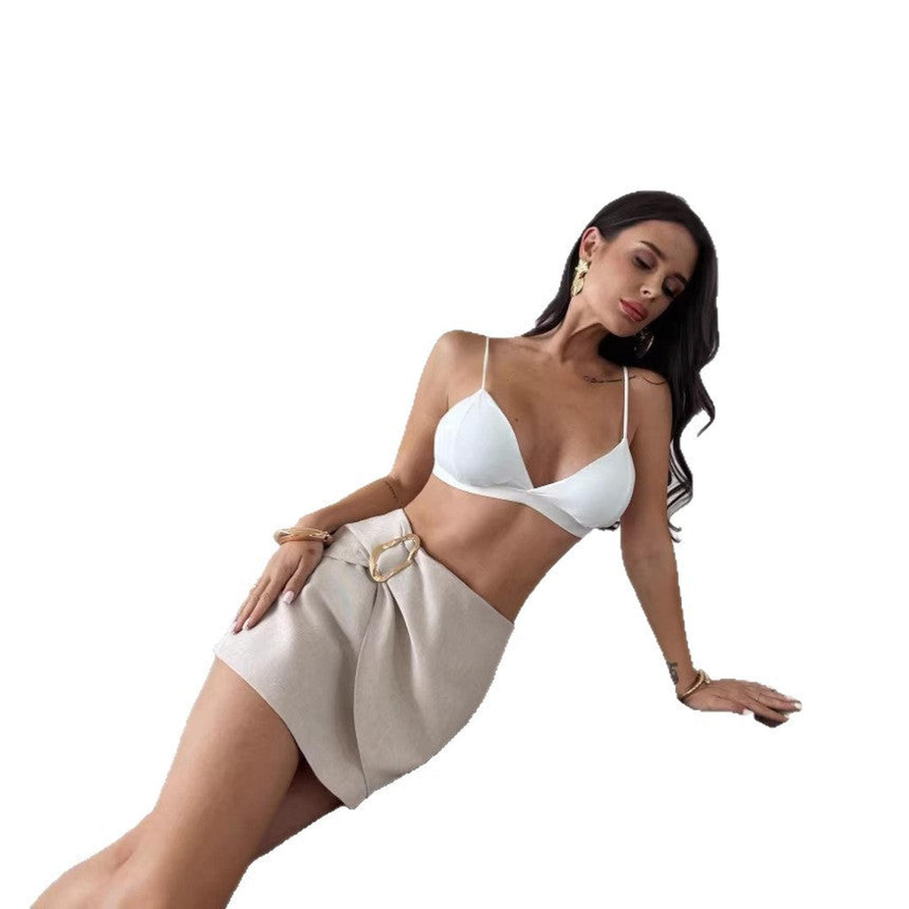 Horizon Essentials | Metal Embellished Wide-Leg Shorts Skirt