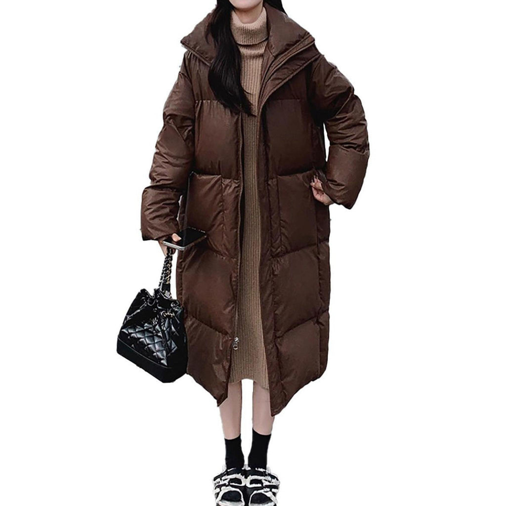 Horizon Essentials | Mid-Length Coffee Brown Puffer Jacket