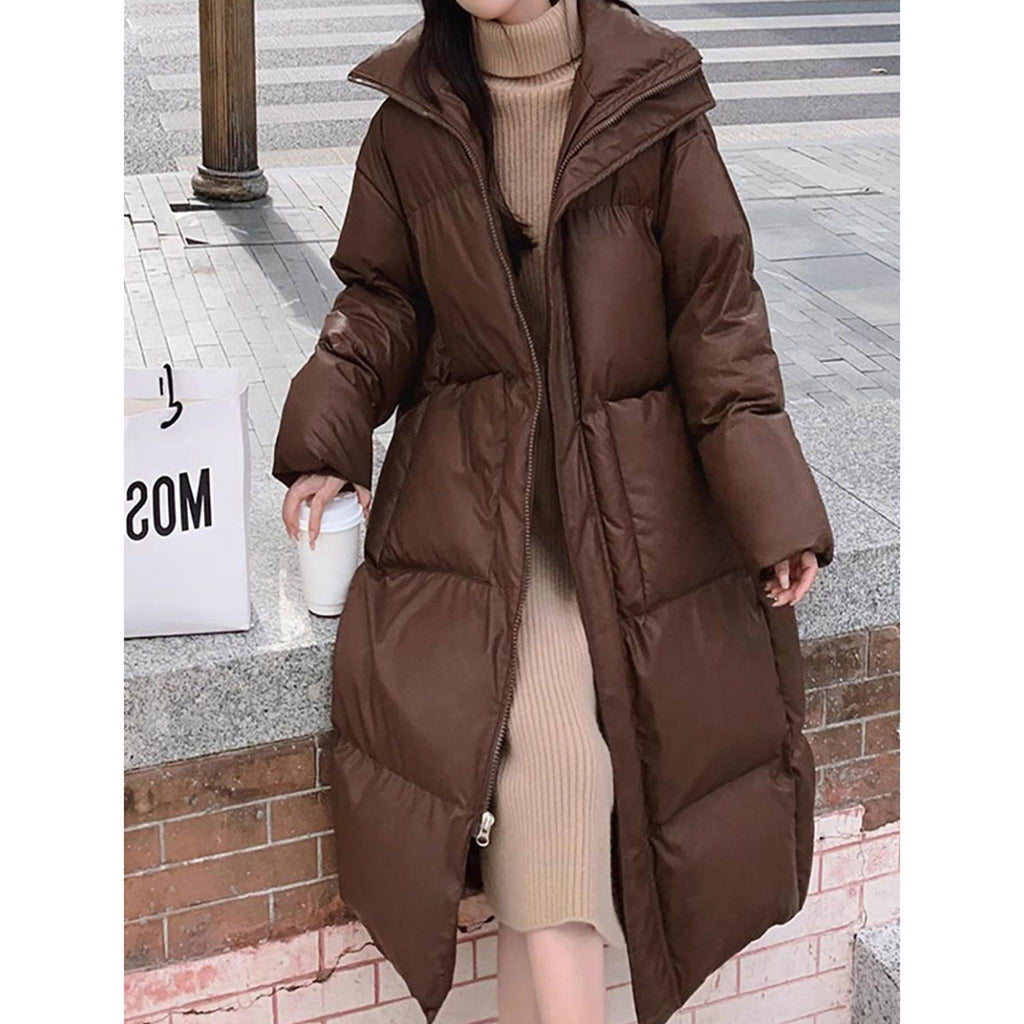 Horizon Essentials | Mid-Length Coffee Brown Puffer Jacket