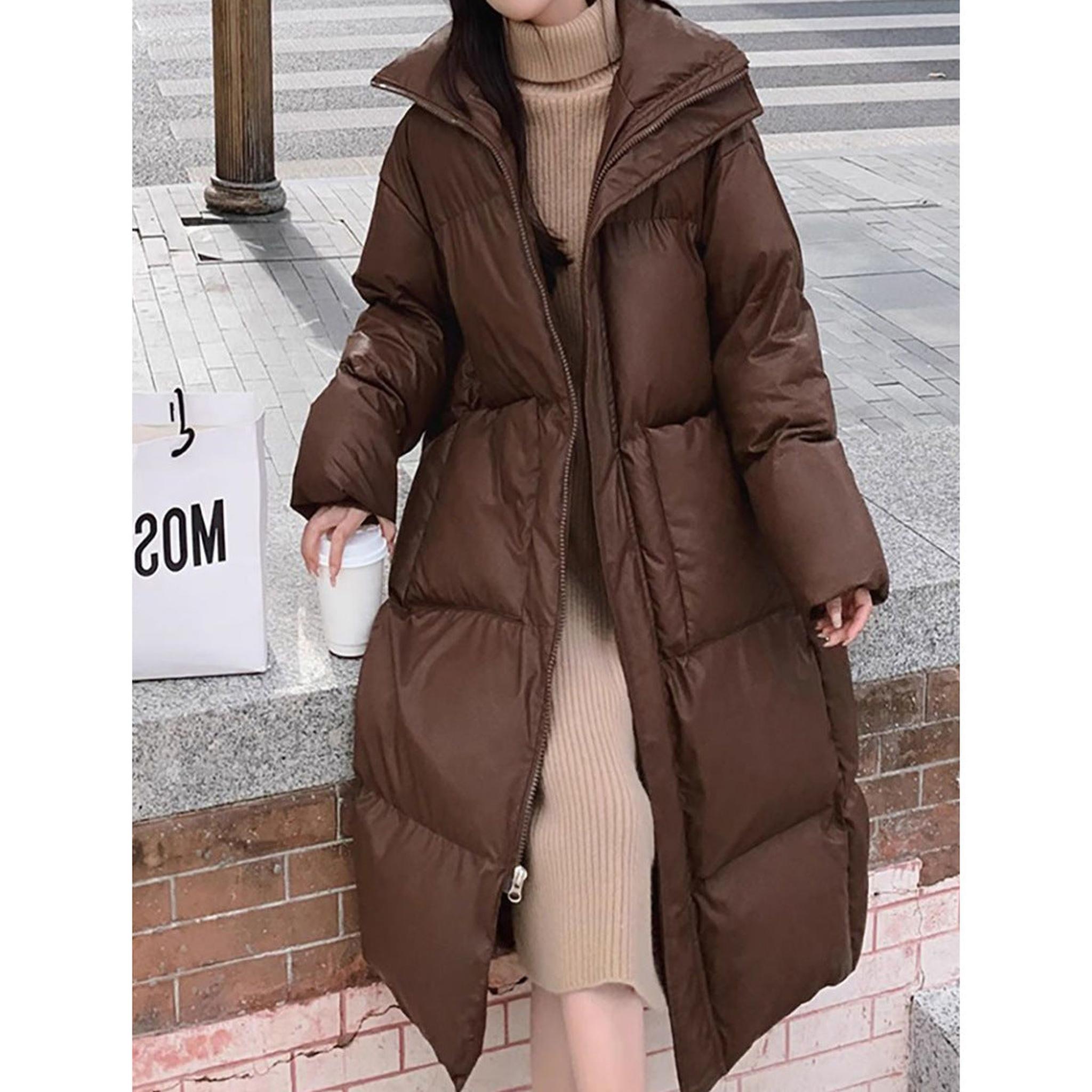 Horizon Essentials | Mid-Length Coffee Brown Puffer Jacket