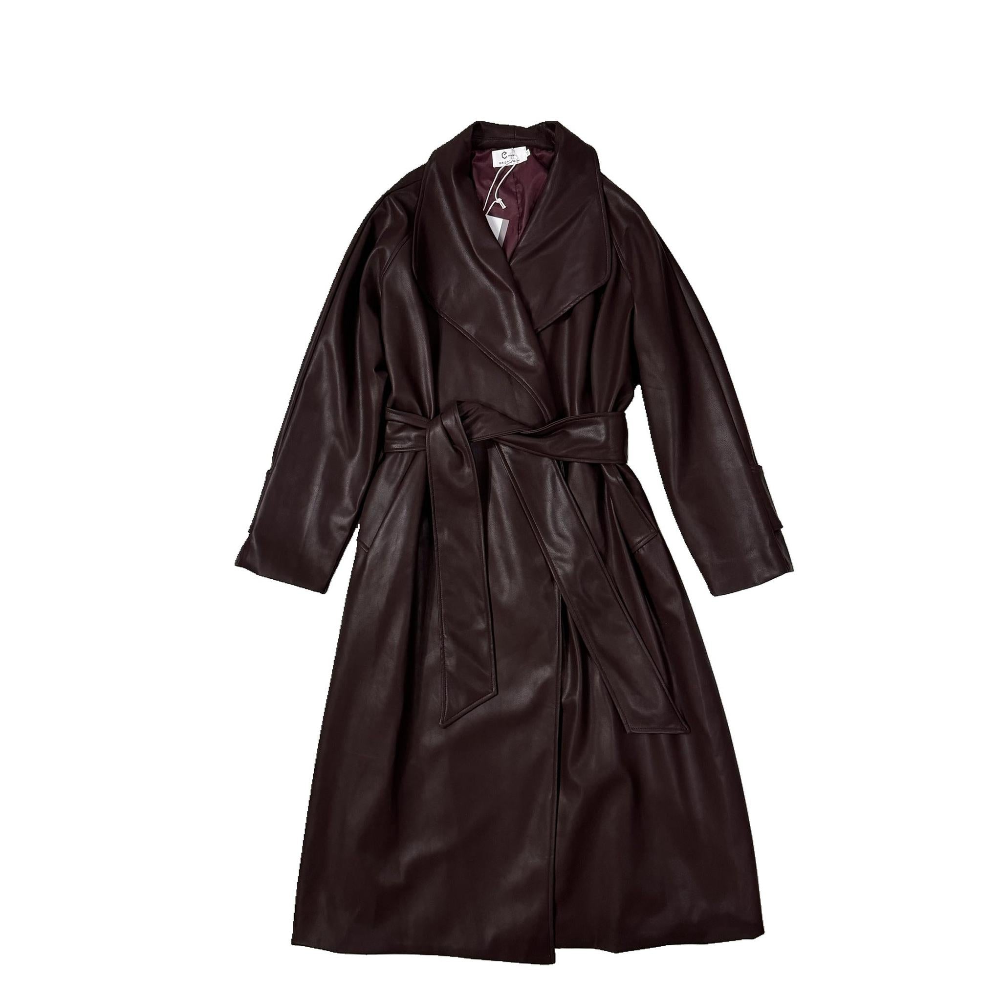 Horizon Essentials | Mid-Length Premium Leather Lapel Coat