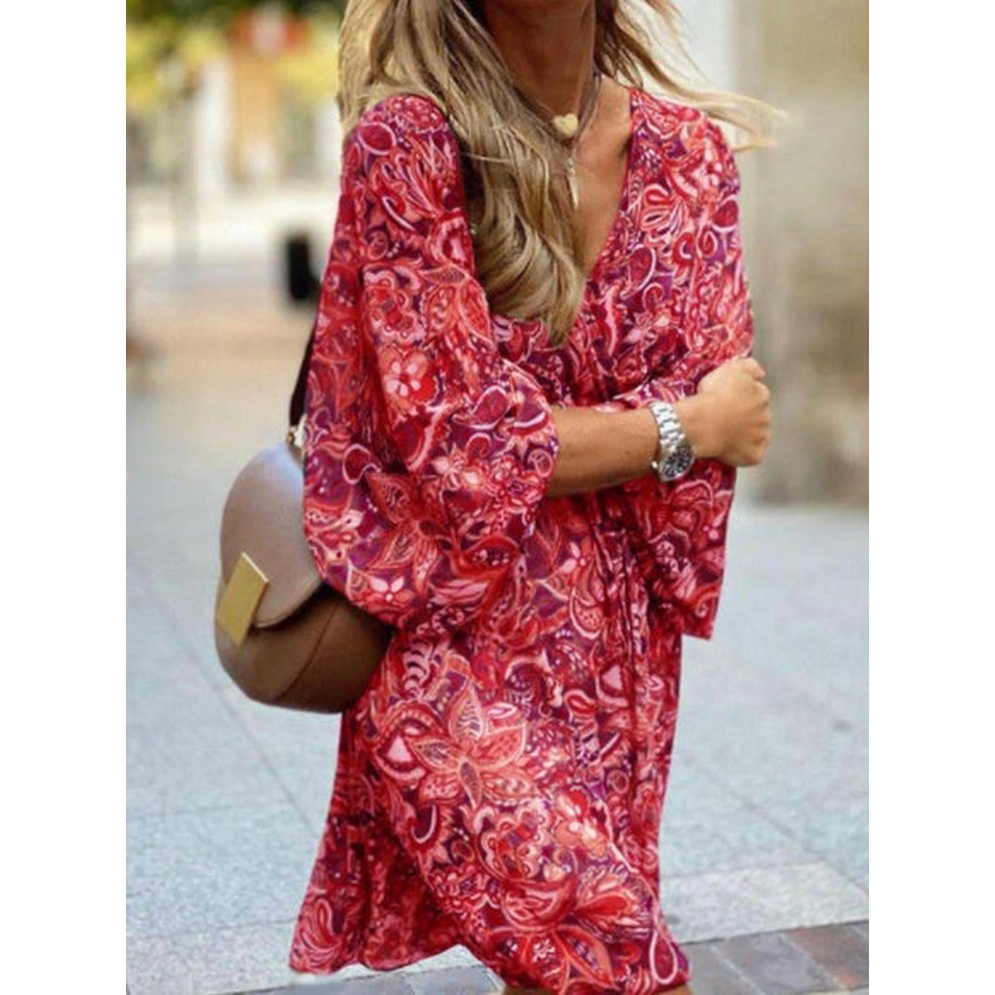 Horizon Essentials | New Printed Long Sleeve A-Line Boho Dress