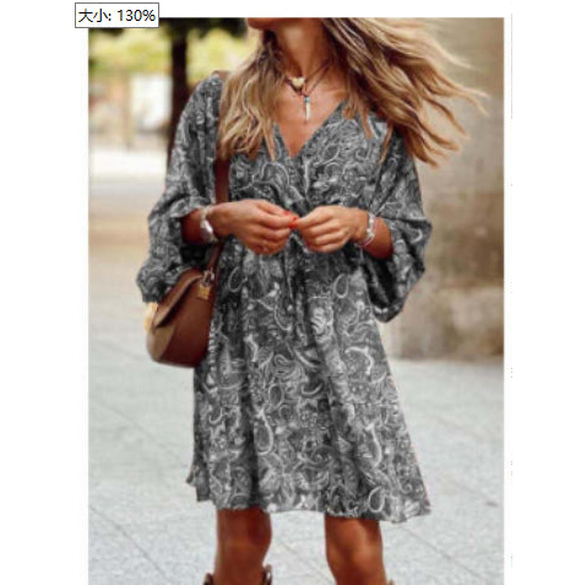 Horizon Essentials | New Printed Long Sleeve A-Line Boho Dress