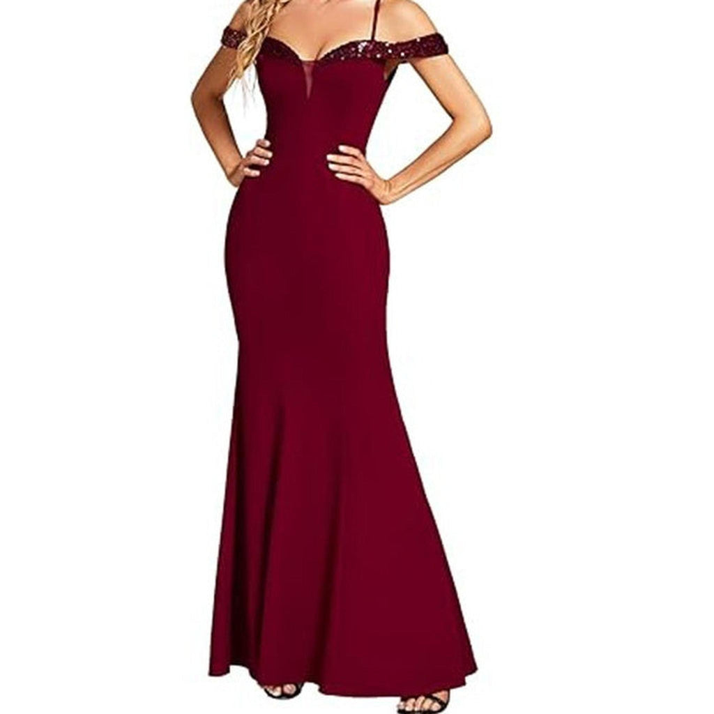 Horizon Essentials | Off-Neck Sling Evening Dress