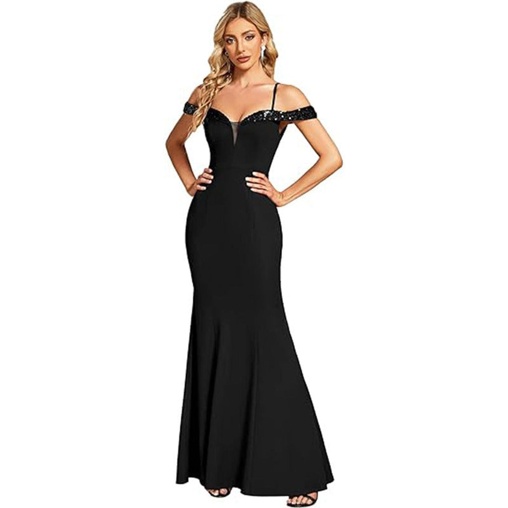 Horizon Essentials | Off-Neck Sling Evening Dress