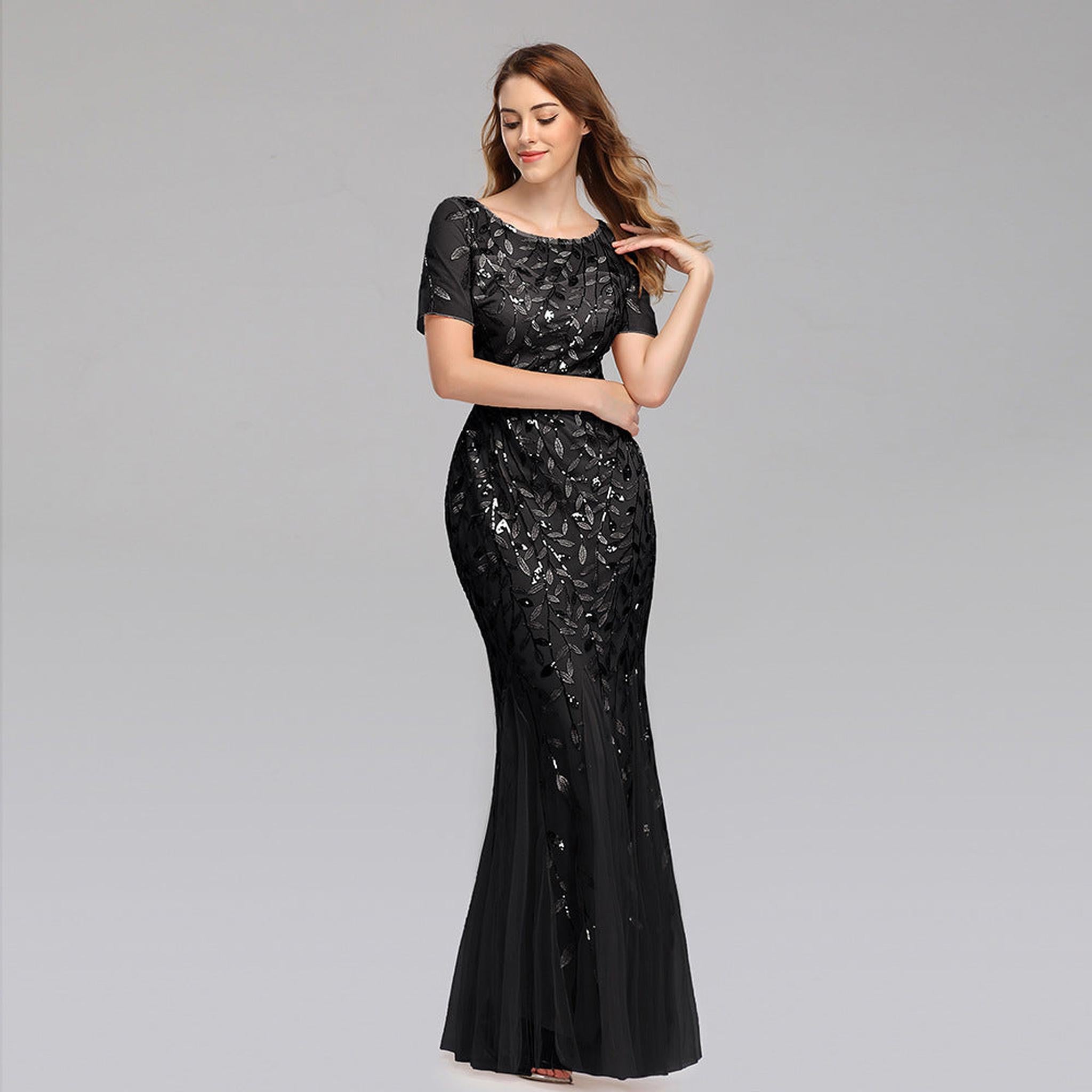 Horizon Essentials | Pearl Mesh Fishtail Evening Dress