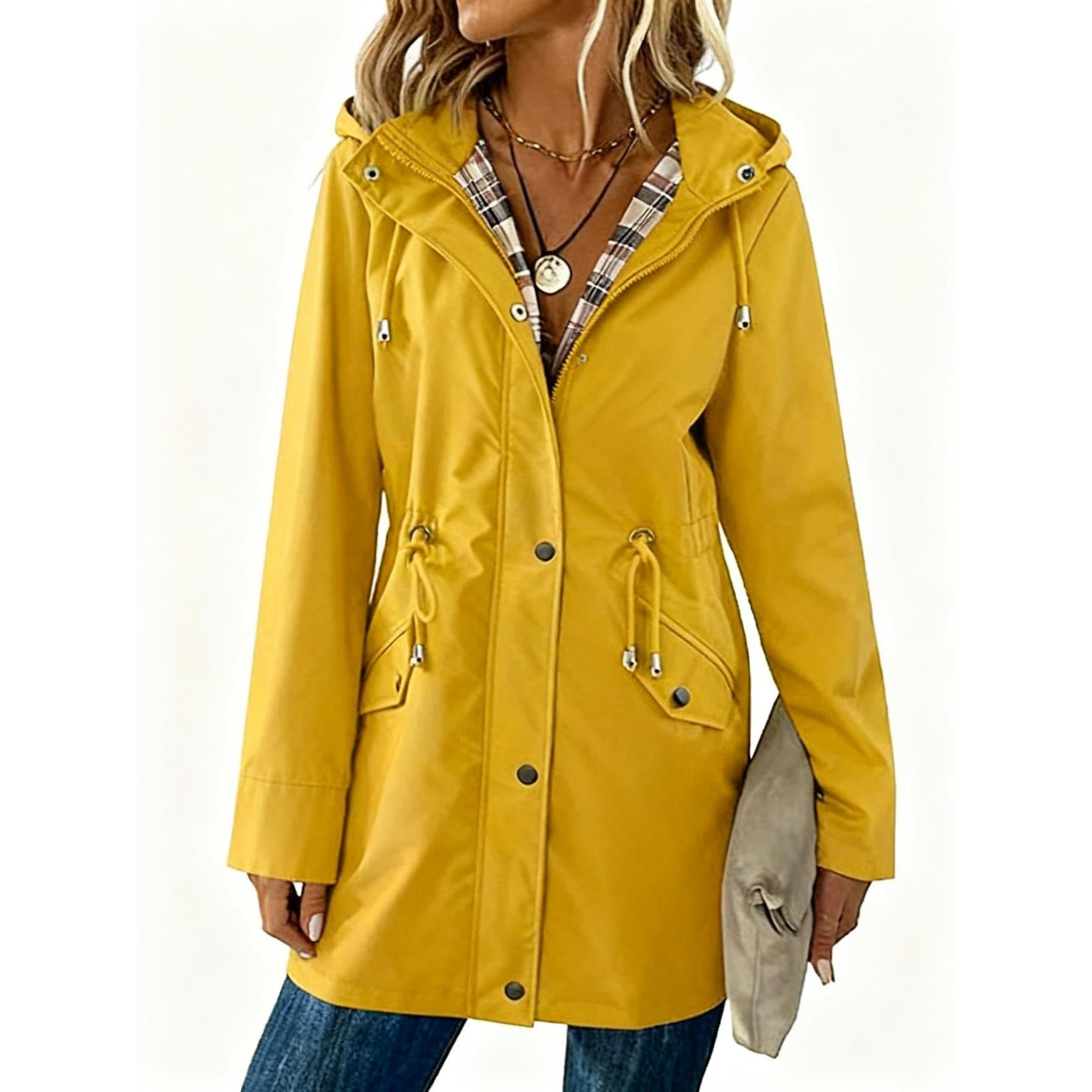 Horizon Essentials | Plaid Drawstring Hooded Coat