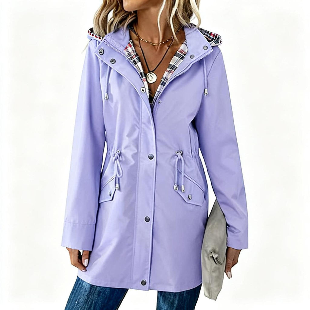 Horizon Essentials | Plaid Drawstring Hooded Coat