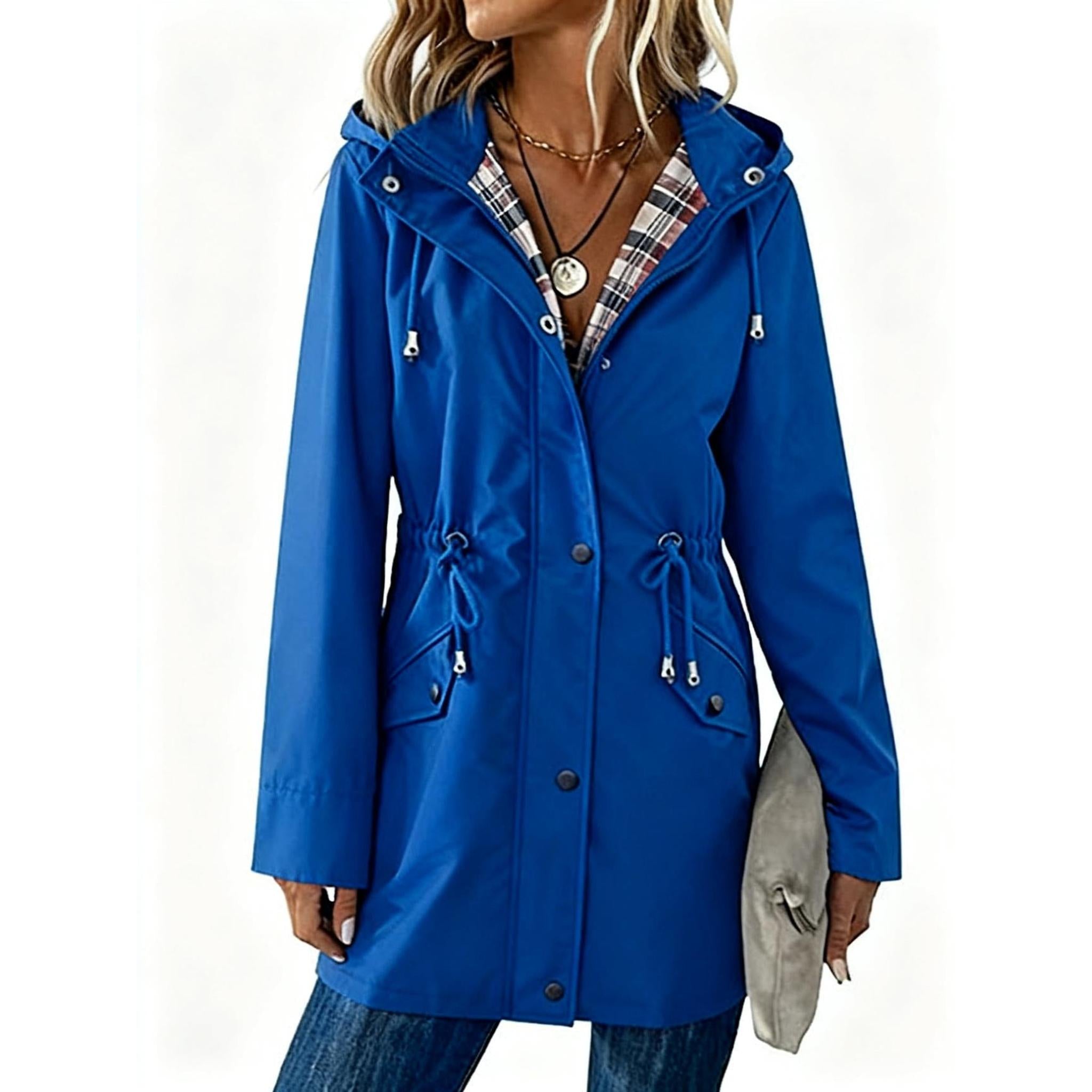 Horizon Essentials | Plaid Drawstring Hooded Coat