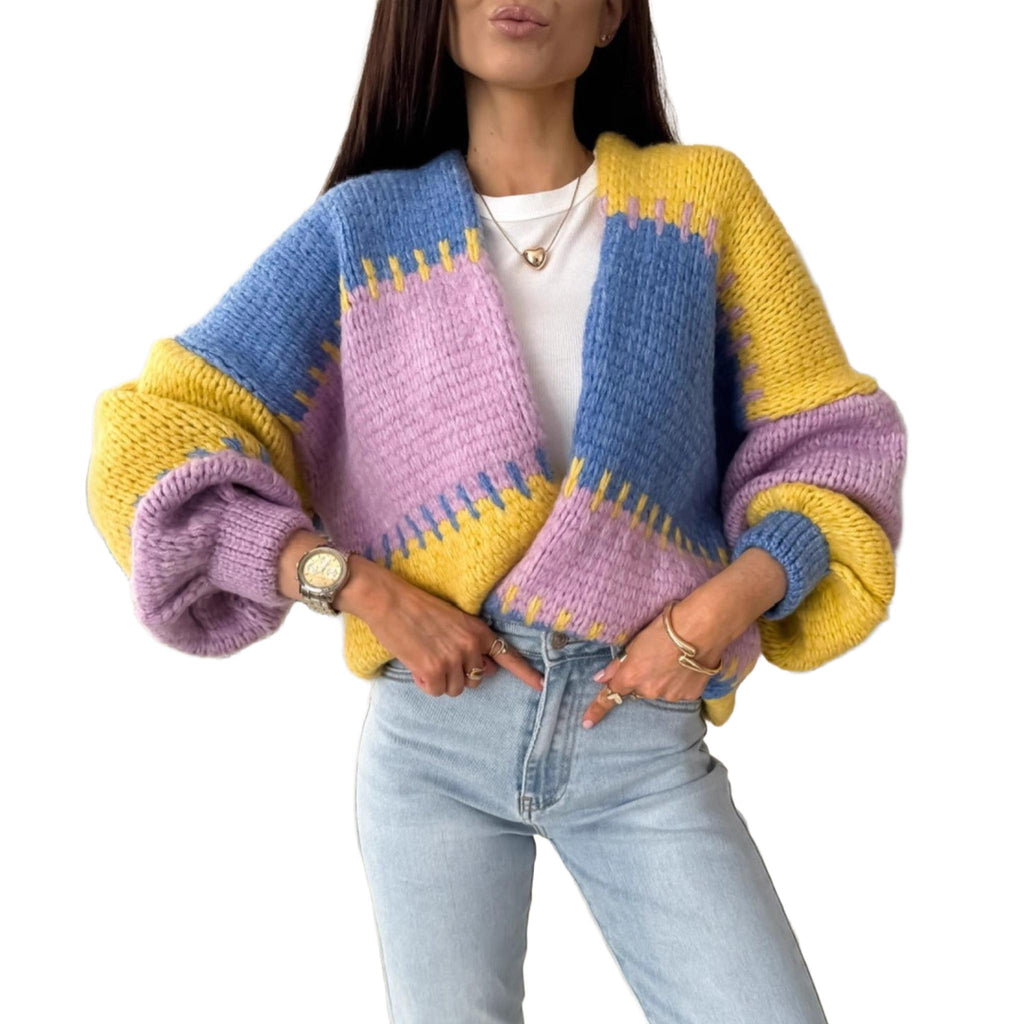 Horizon Essentials | Plaid Knit Patchwork Cardigan