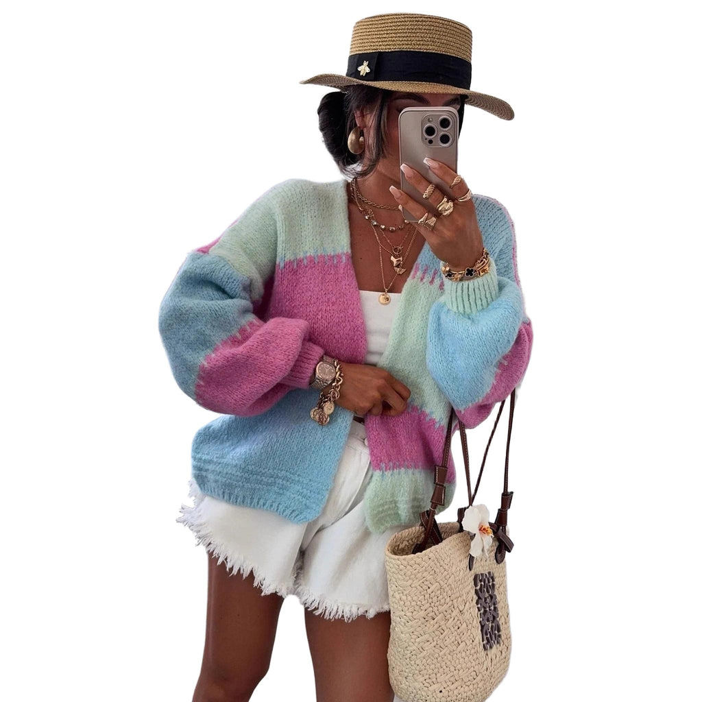 Horizon Essentials | Plaid Knit Patchwork Cardigan