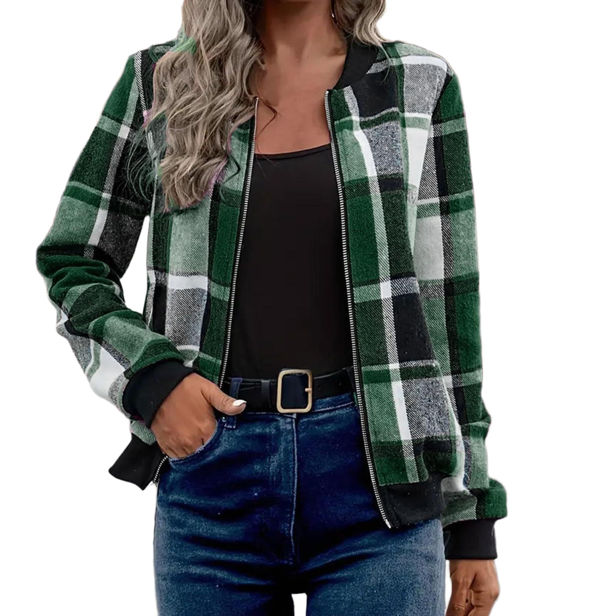 Horizon Essentials | Plaid Zip-Up Baseball Jacket