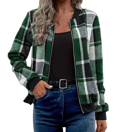 Horizon Essentials | Plaid Zip-Up Baseball Jacket