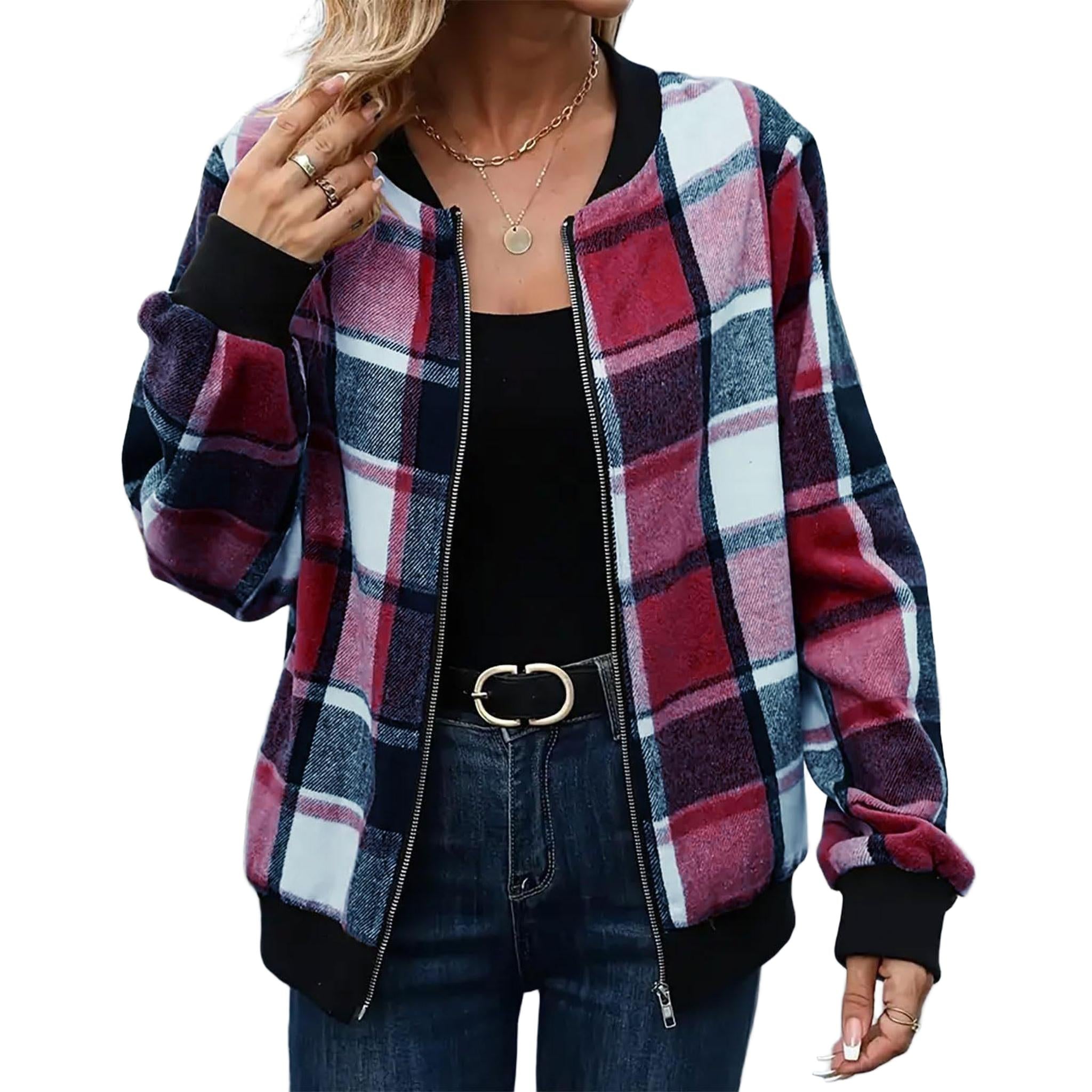 Horizon Essentials | Plaid Zip-Up Baseball Jacket