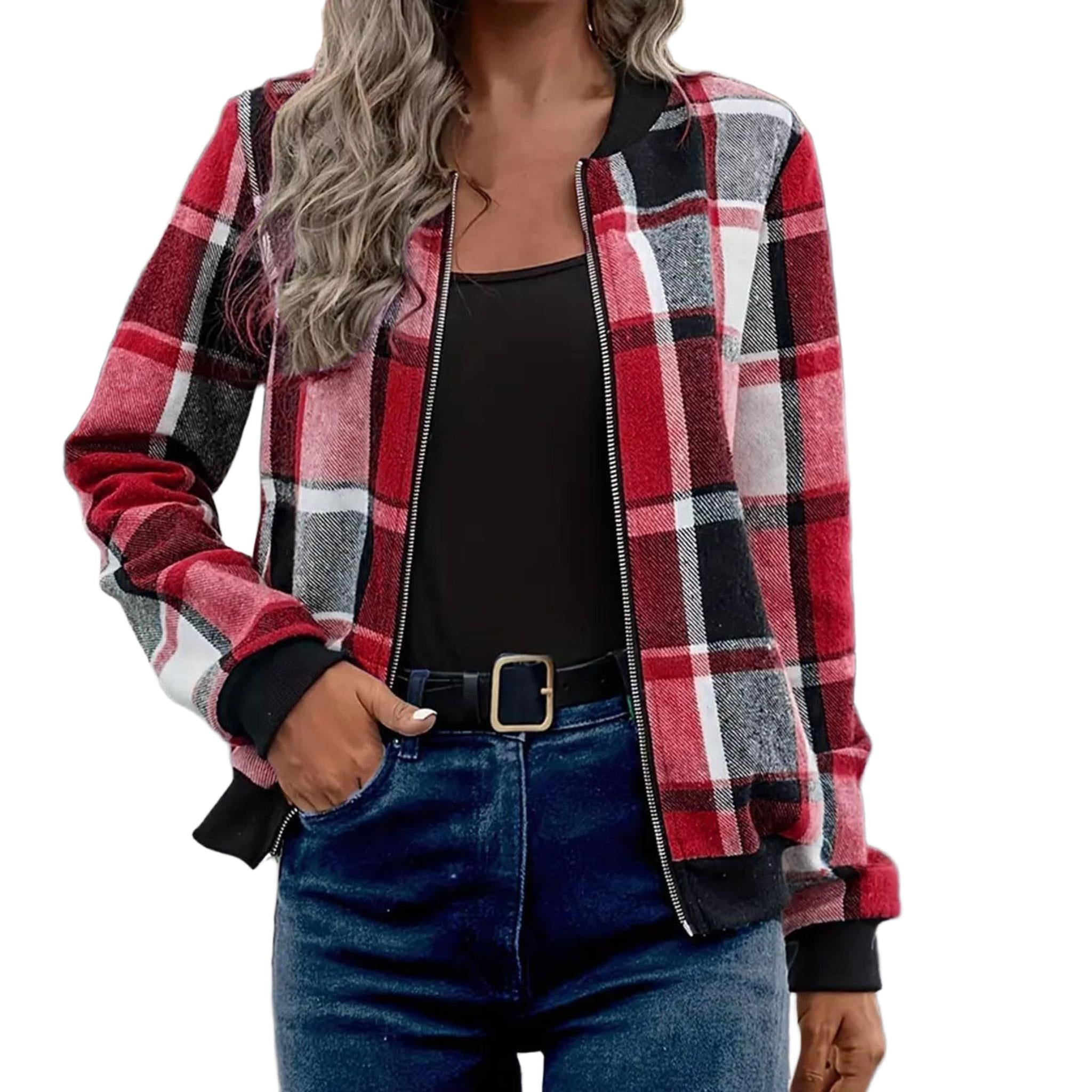 Horizon Essentials | Plaid Zip-Up Baseball Jacket