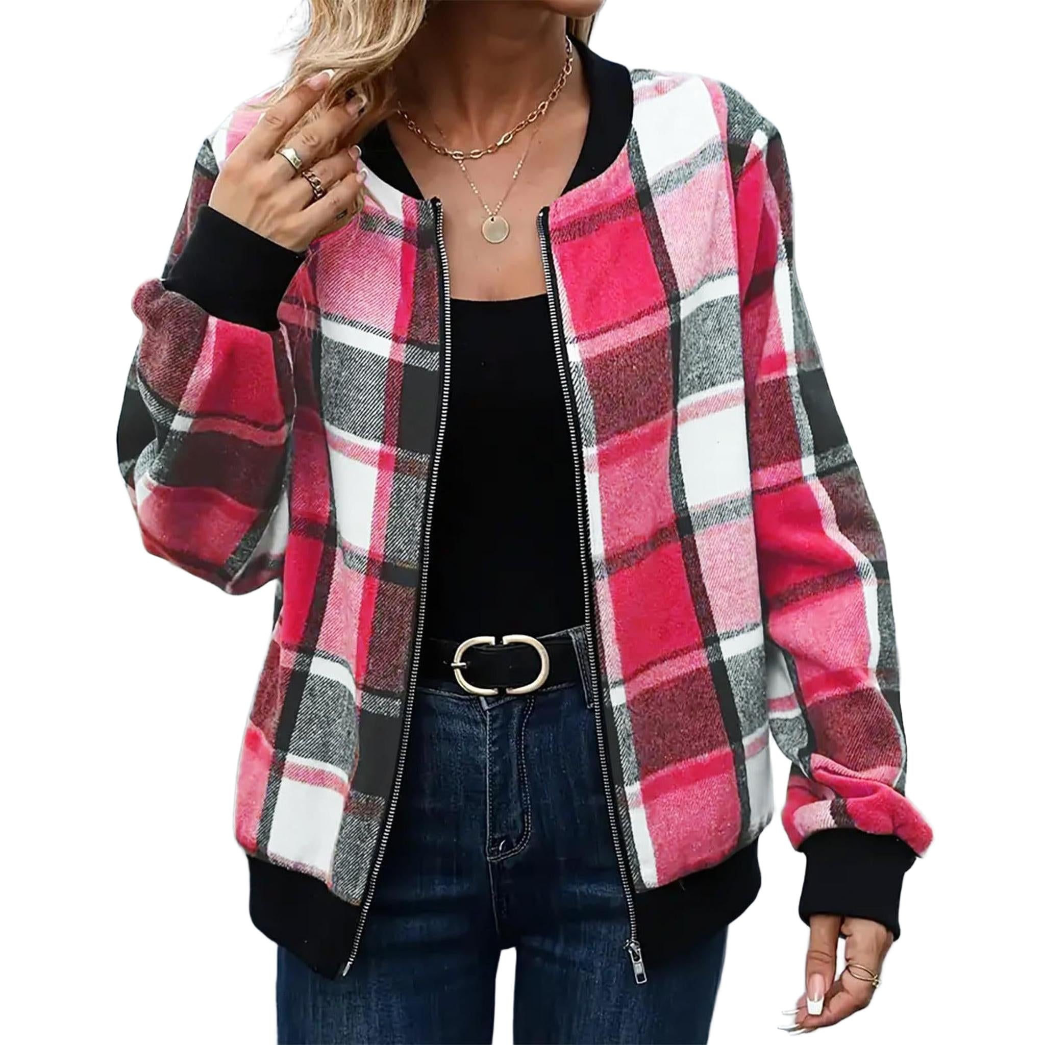 Horizon Essentials | Plaid Zip-Up Baseball Jacket