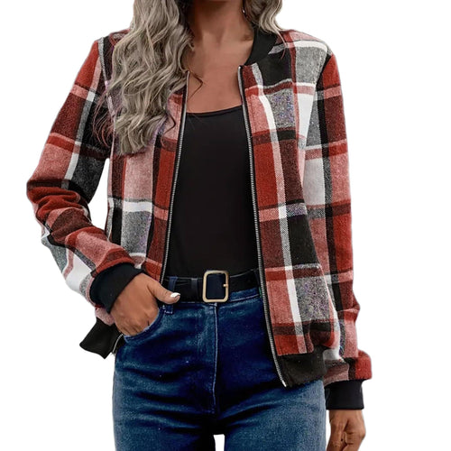 Horizon Essentials | Plaid Zip-Up Baseball Jacket