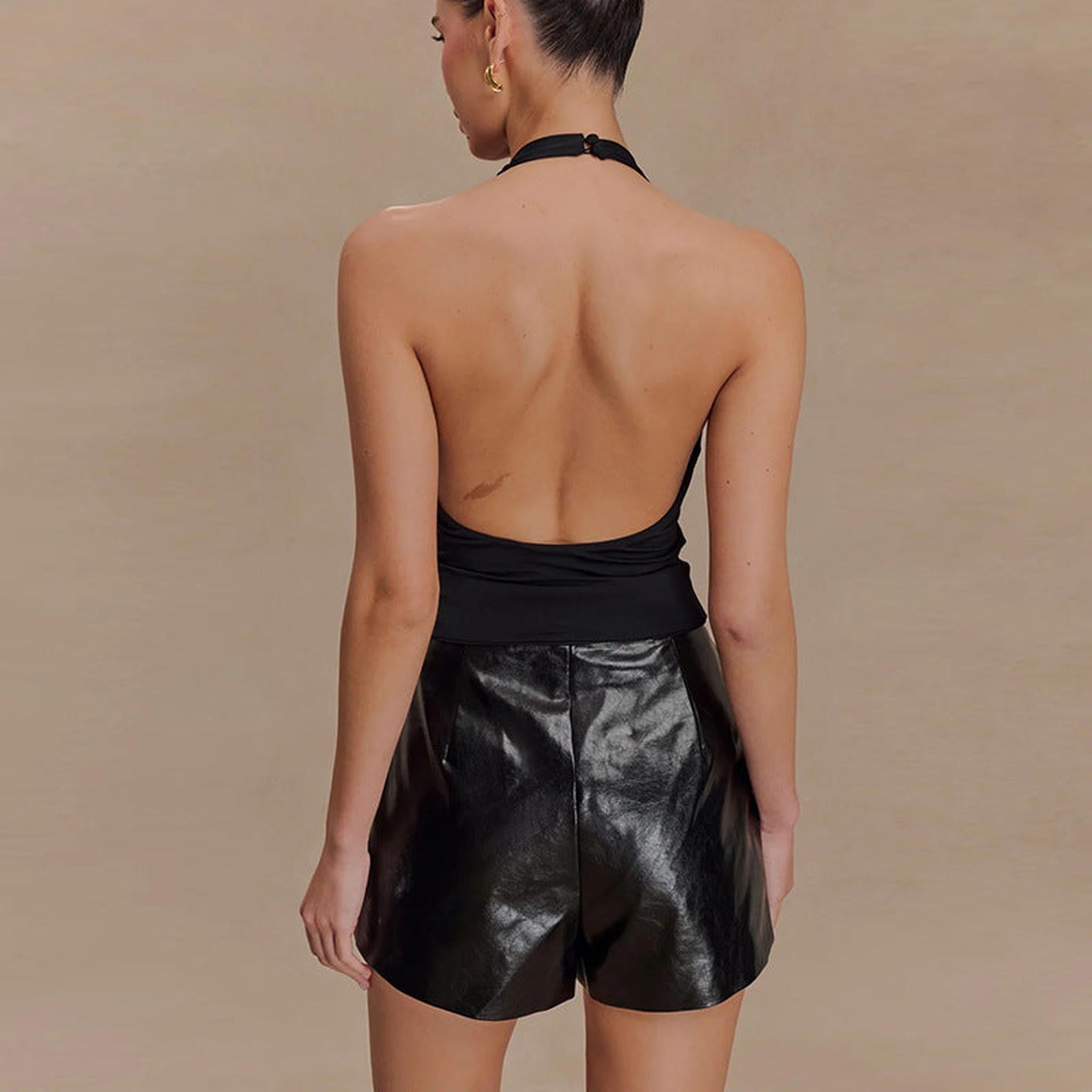 Horizon Essentials | Pleated Halter Open-Back Top