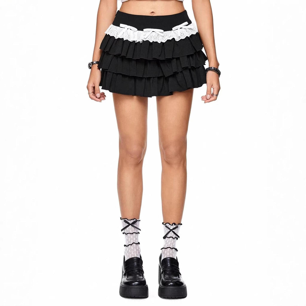 Horizon Essentials | Pleated Lace Ruffle Skirt Premium