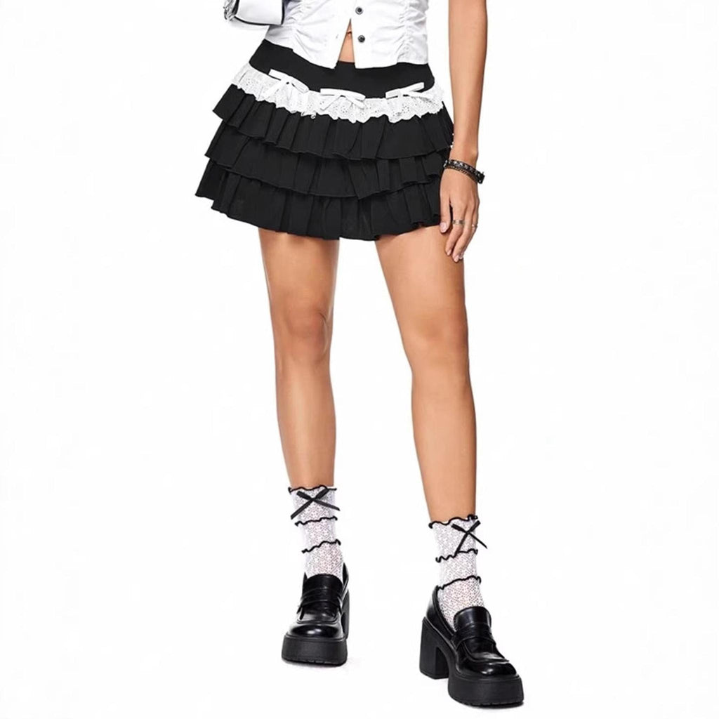 Horizon Essentials | Pleated Lace Ruffle Skirt Premium