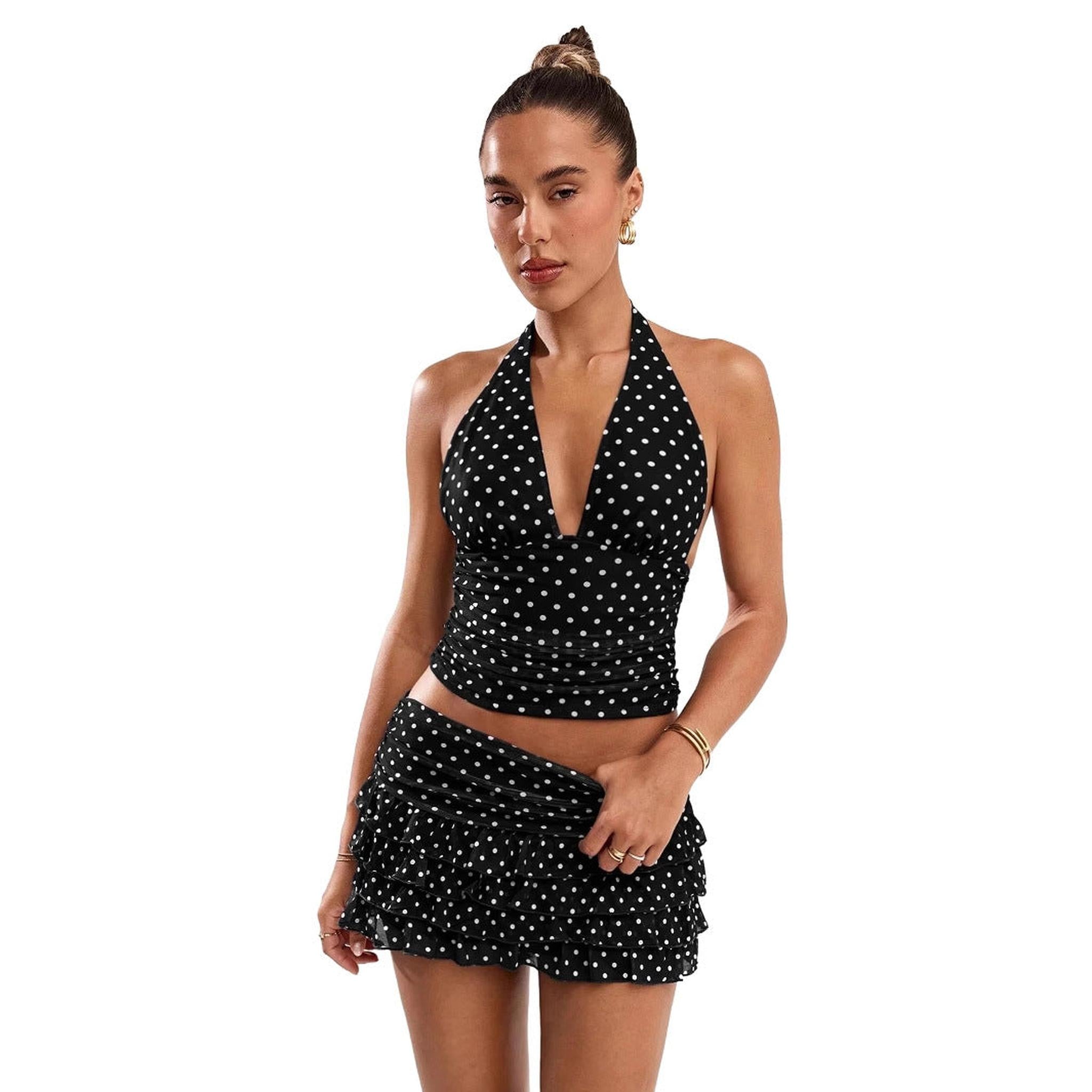 Horizon Essentials | Polka-Dot Halterneck Vest Set