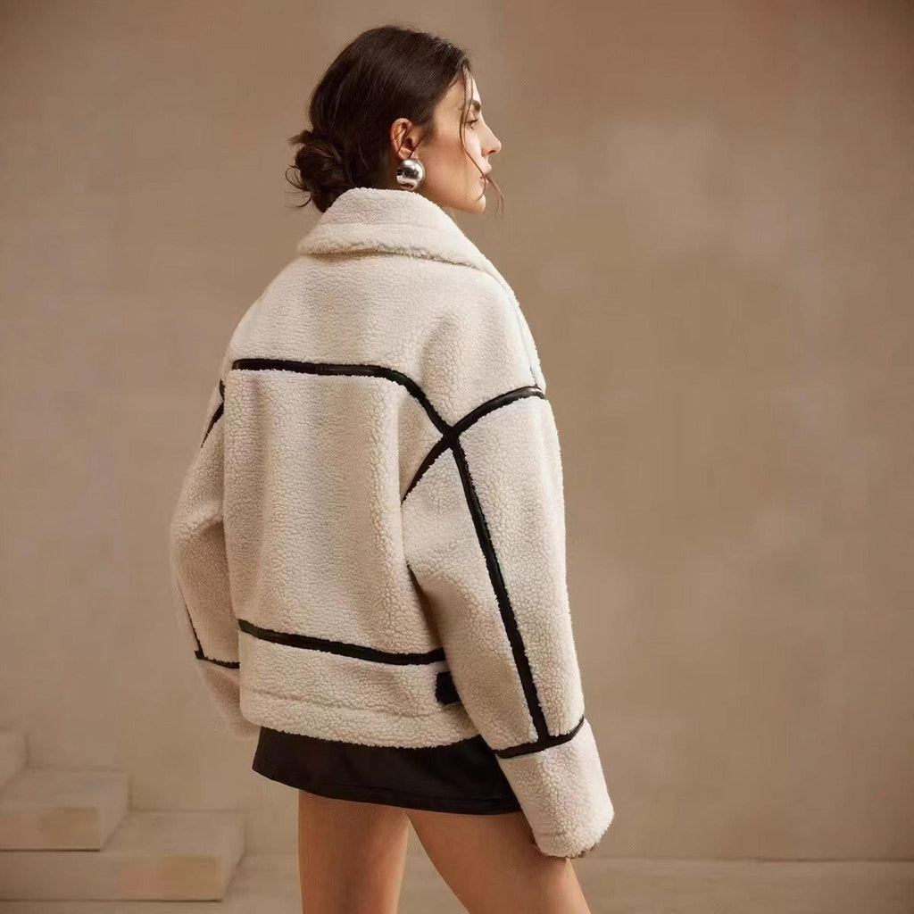 Horizon Essentials | Premium Apricot Mohair Biker Jacket