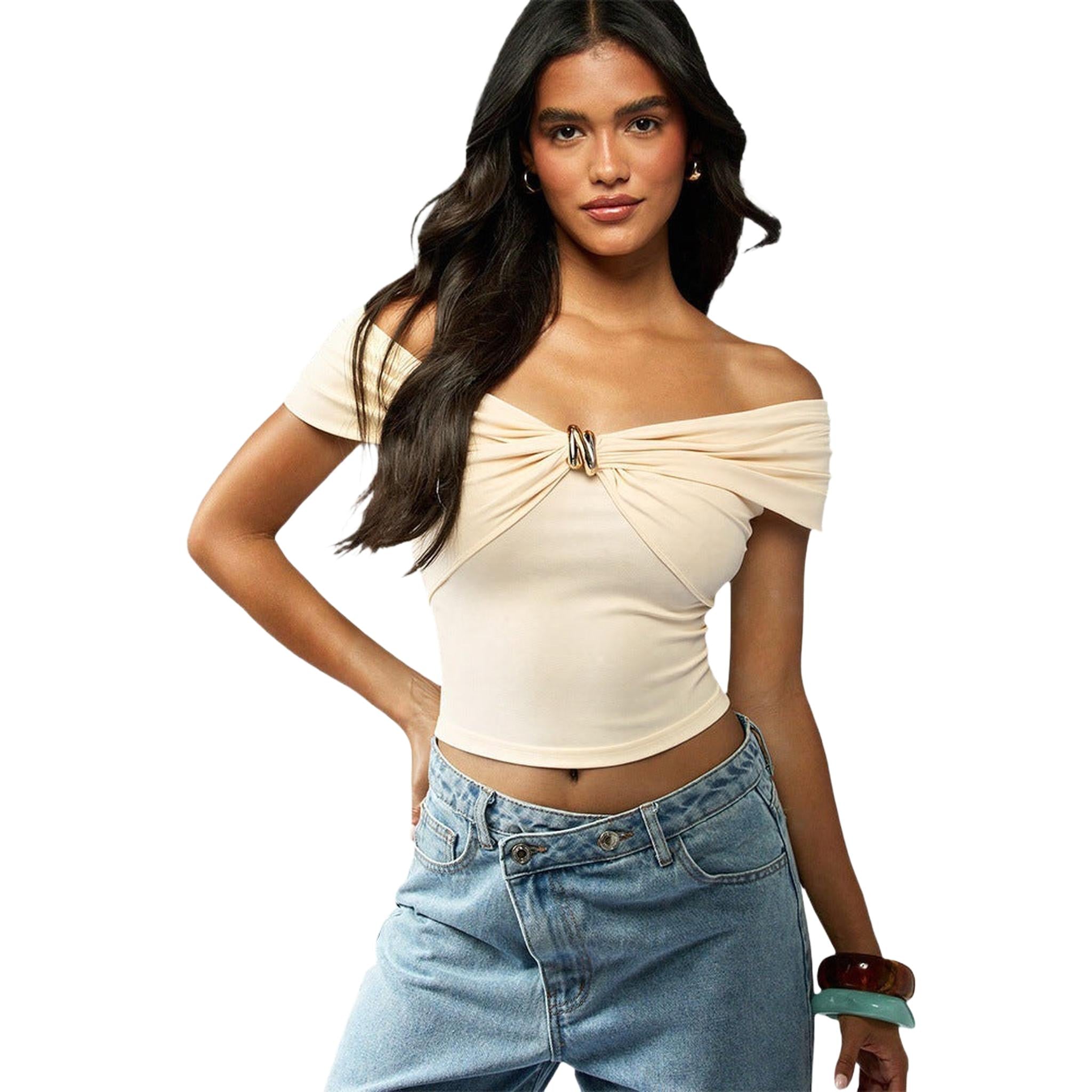 Horizon Essentials | Premium Apricot Off-Shoulder Top