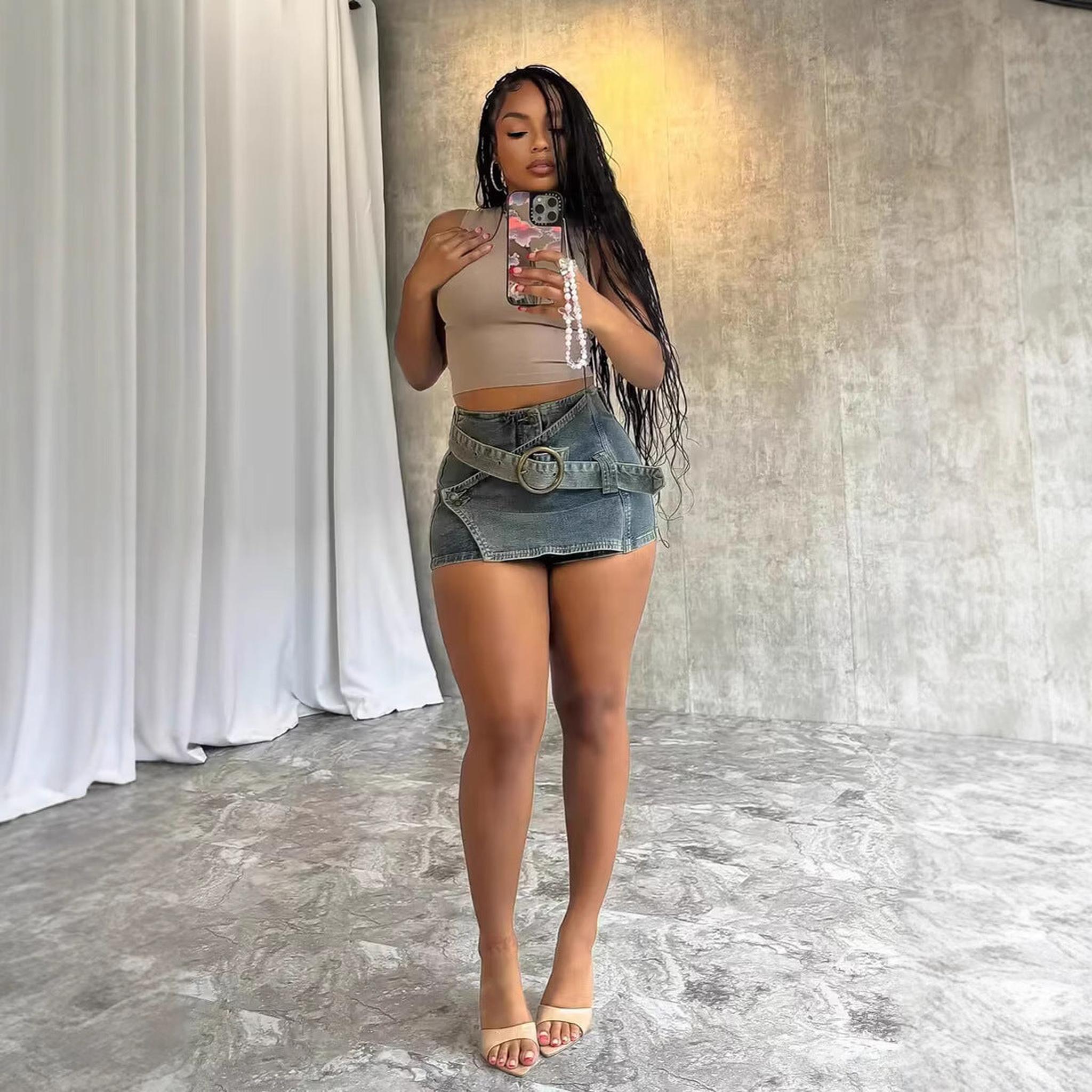 Horizon Essentials | Premium Asymmetrical Hem Denim Shorts