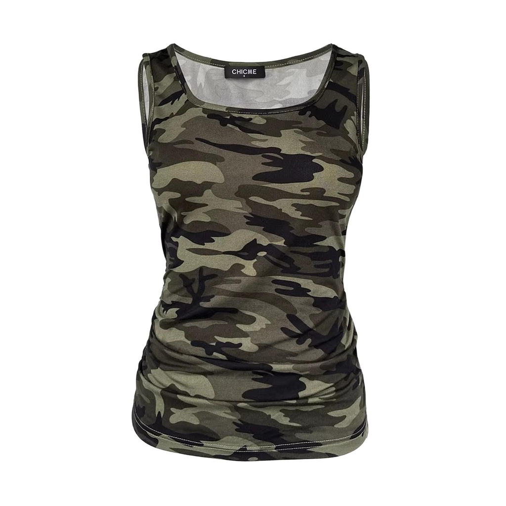 Horizon Essentials | Premium Camouflage Pleated Tank Top