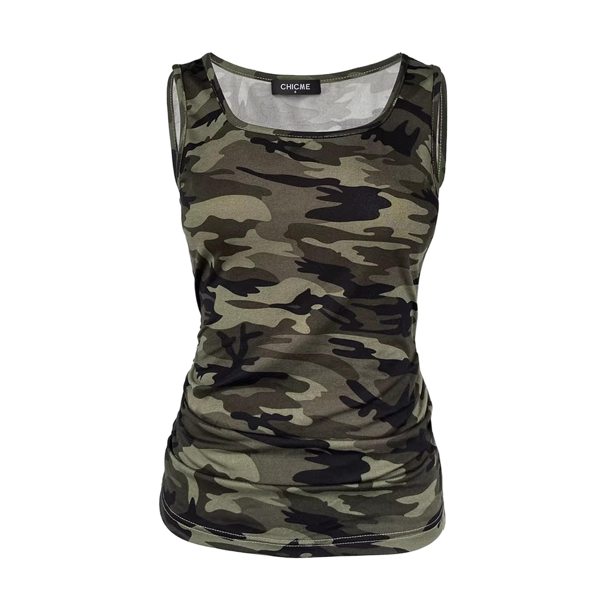 Horizon Essentials | Premium Camouflage Pleated Tank Top