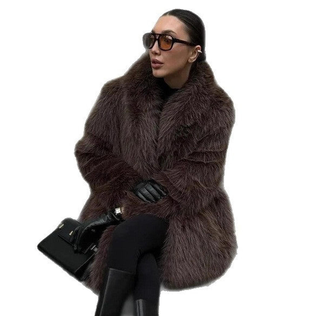Horizon Essentials | Premium Coffee Brown Faux Fur Coat