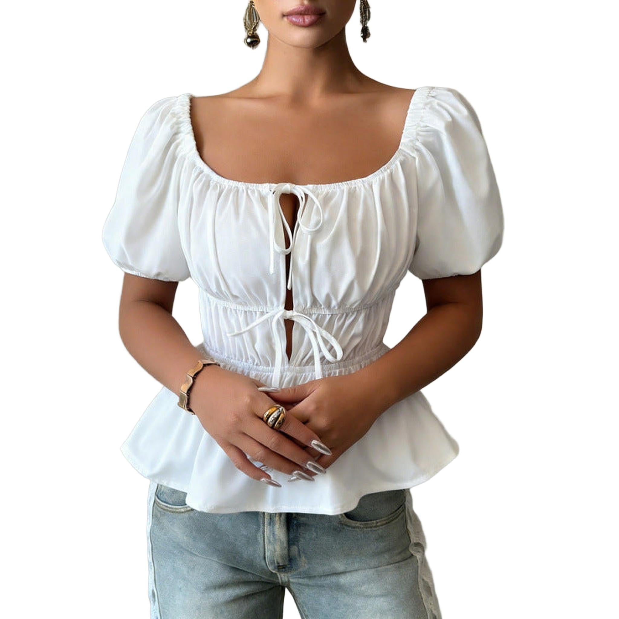 Horizon Essentials | Premium Cropped Top Bubble Sleeves