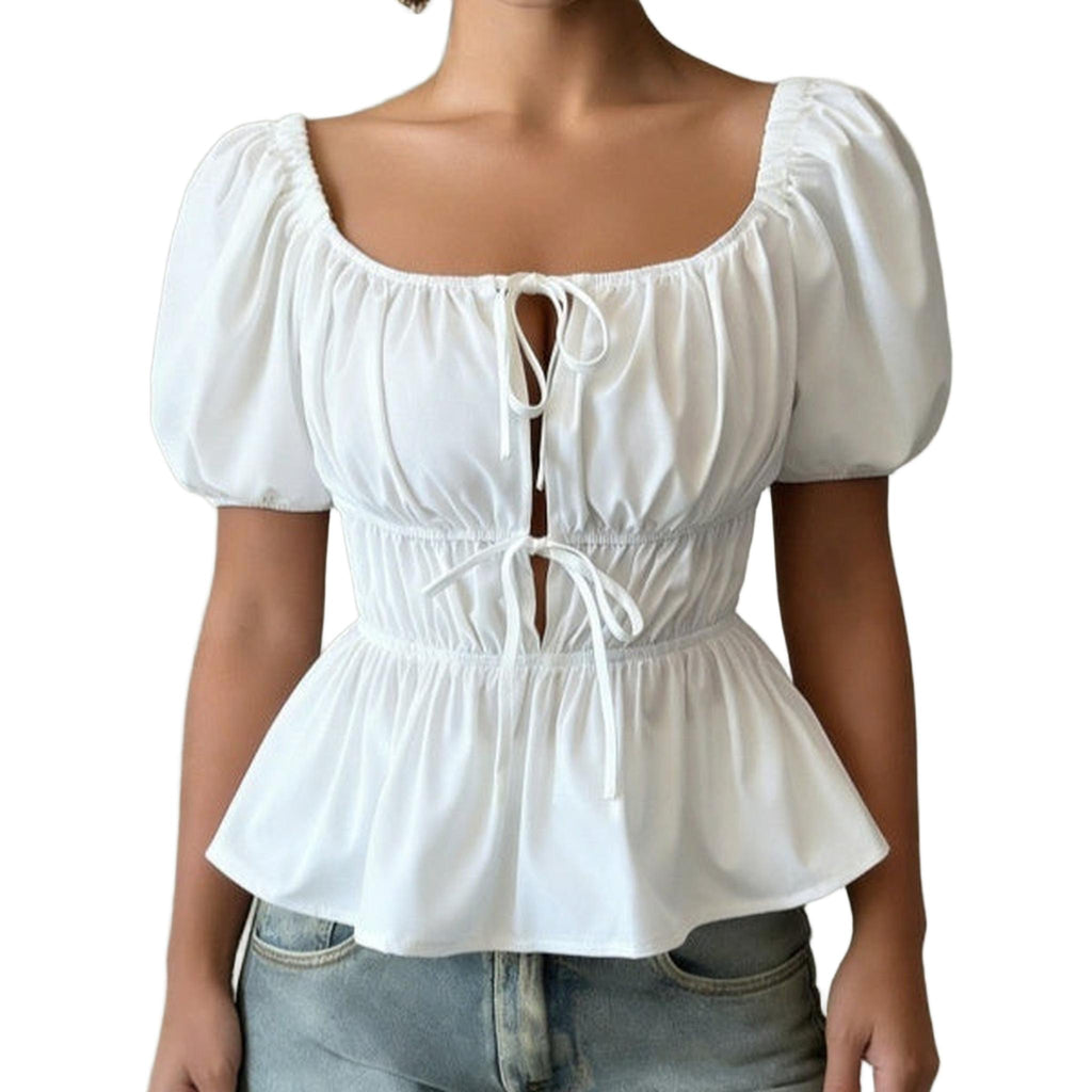 Horizon Essentials | Premium Cropped Top Bubble Sleeves