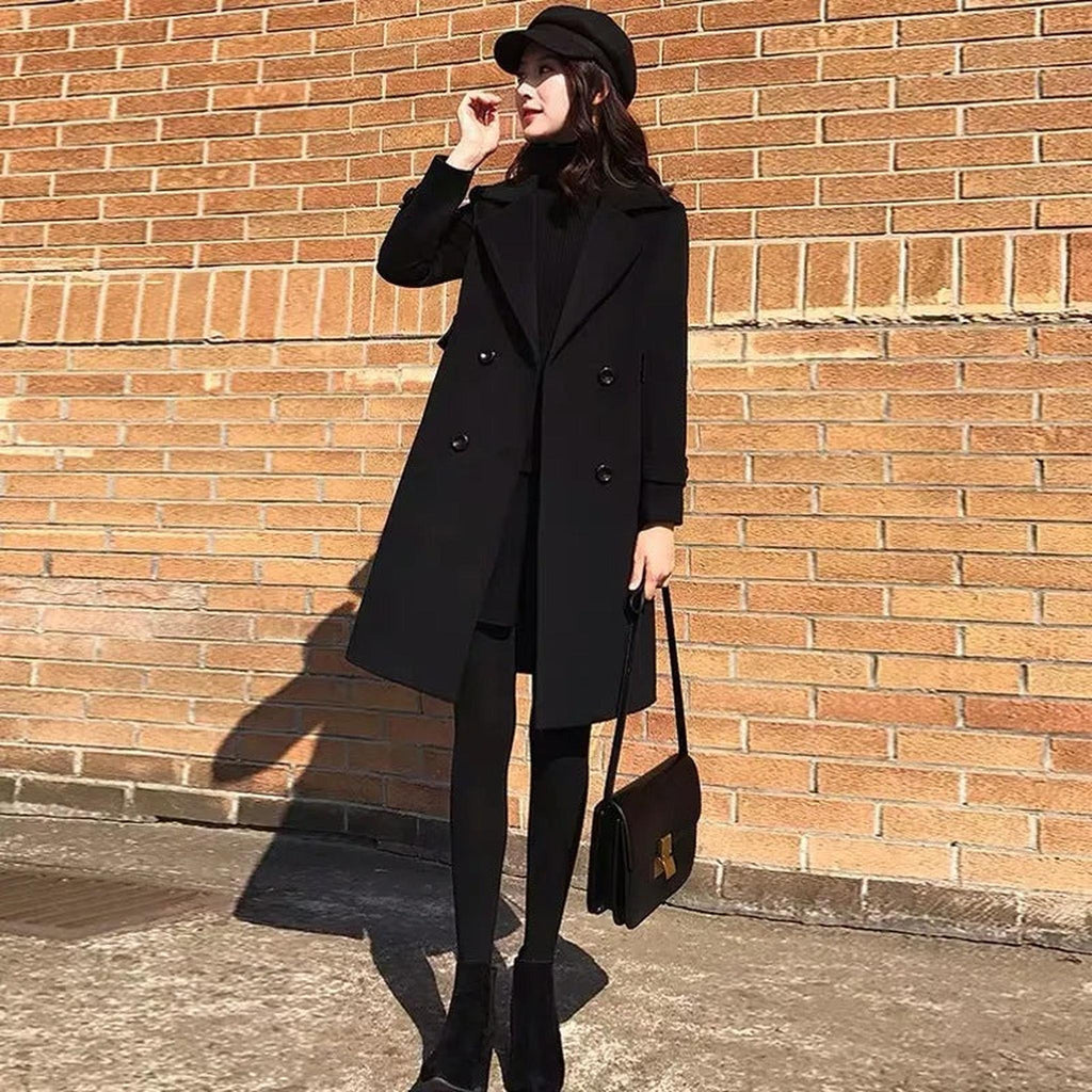 Horizon Essentials | Premium Extra-Long Black Wool Coat