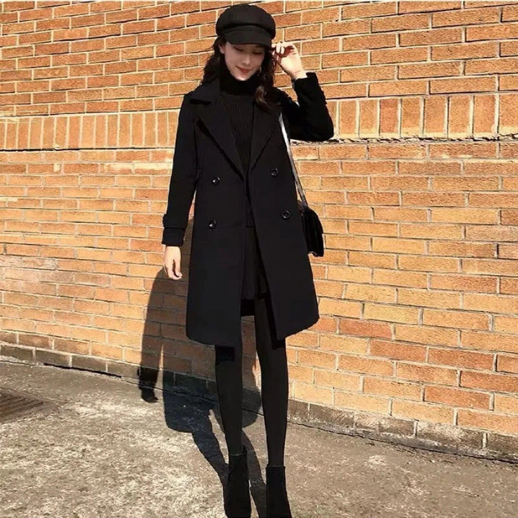 Horizon Essentials | Premium Extra-Long Black Wool Coat