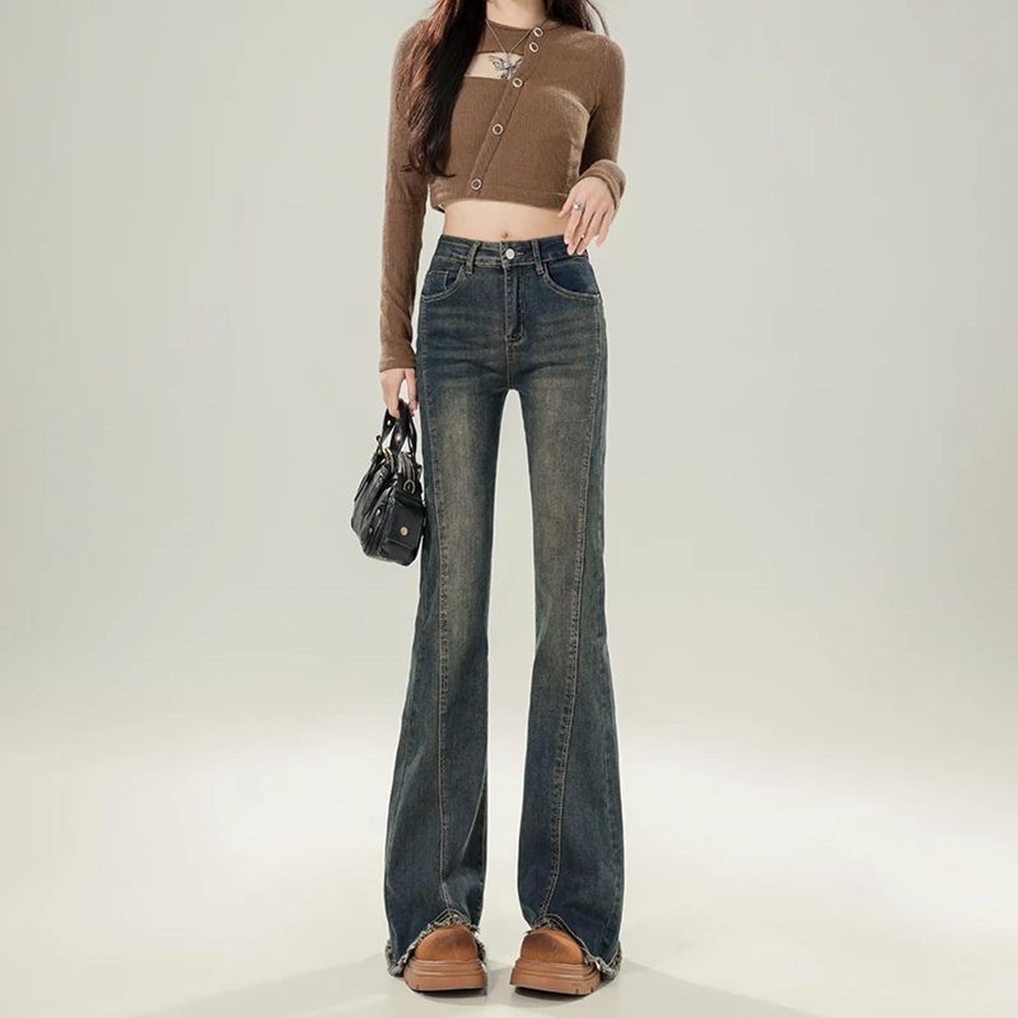 Horizon Essentials | Premium Flared Cement Gray Jeans