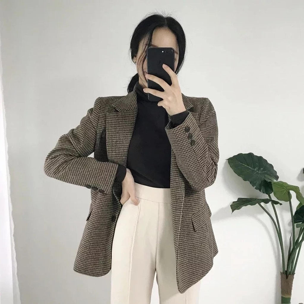 Horizon Essentials | Premium Houndstooth Woolen Blazer