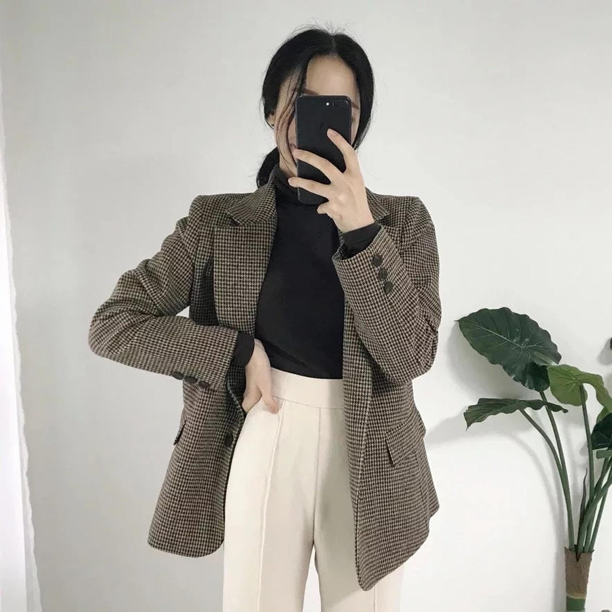 Horizon Essentials | Premium Houndstooth Woolen Blazer